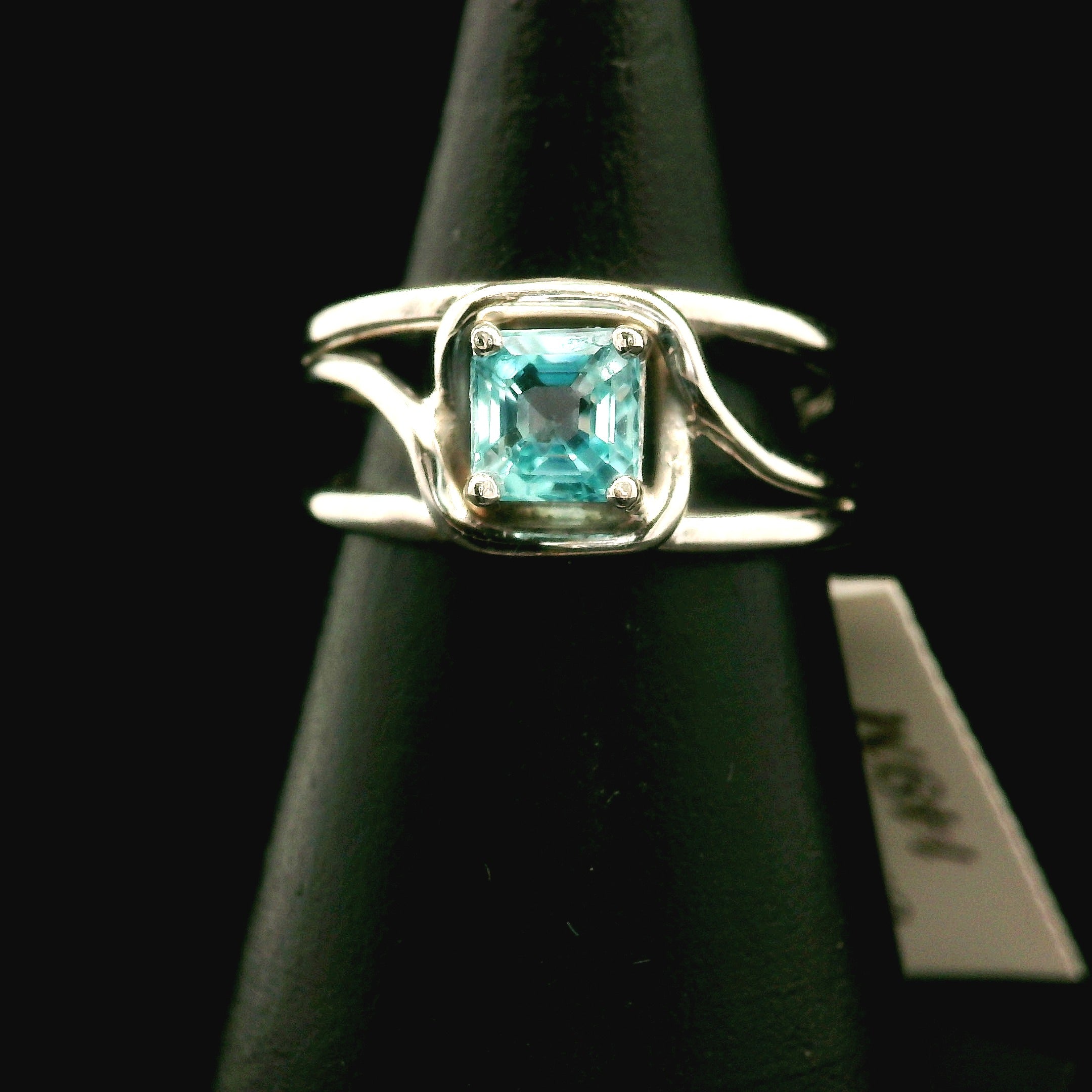 Blue Zircon Cuff Ring .925 Silver for Healing, Enhancing, and Attracting