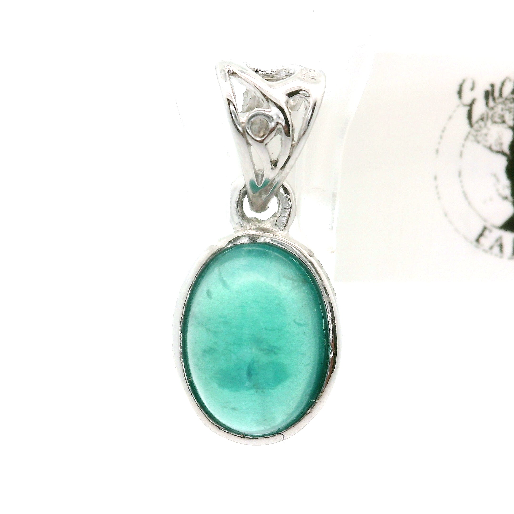 Cats Eye Blue Apatite Pendant .925 Silver for Overall Health and Wellness