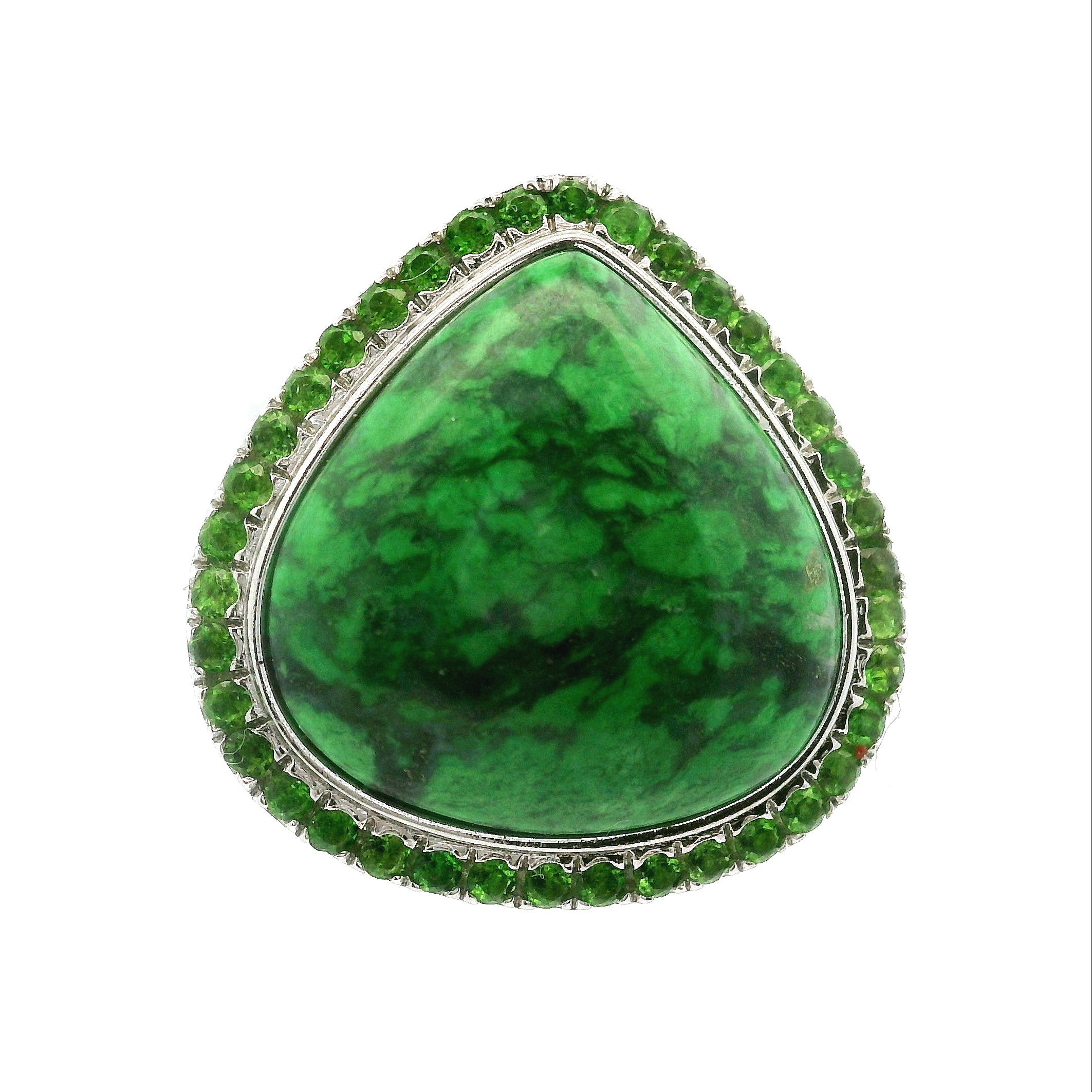 Maw Sit Sit with Chrome Diopside Pavé Cuff Ring .925 Silver for Attracting New Relationships and Opportunities