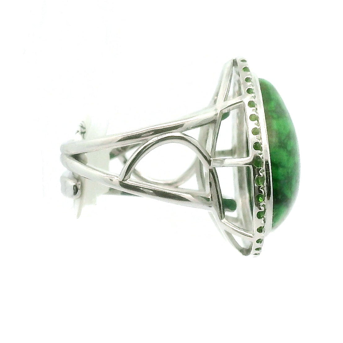 Maw Sit Sit with Chrome Diopside Pavé Cuff Ring .925 Silver for Attracting New Relationships and Opportunities