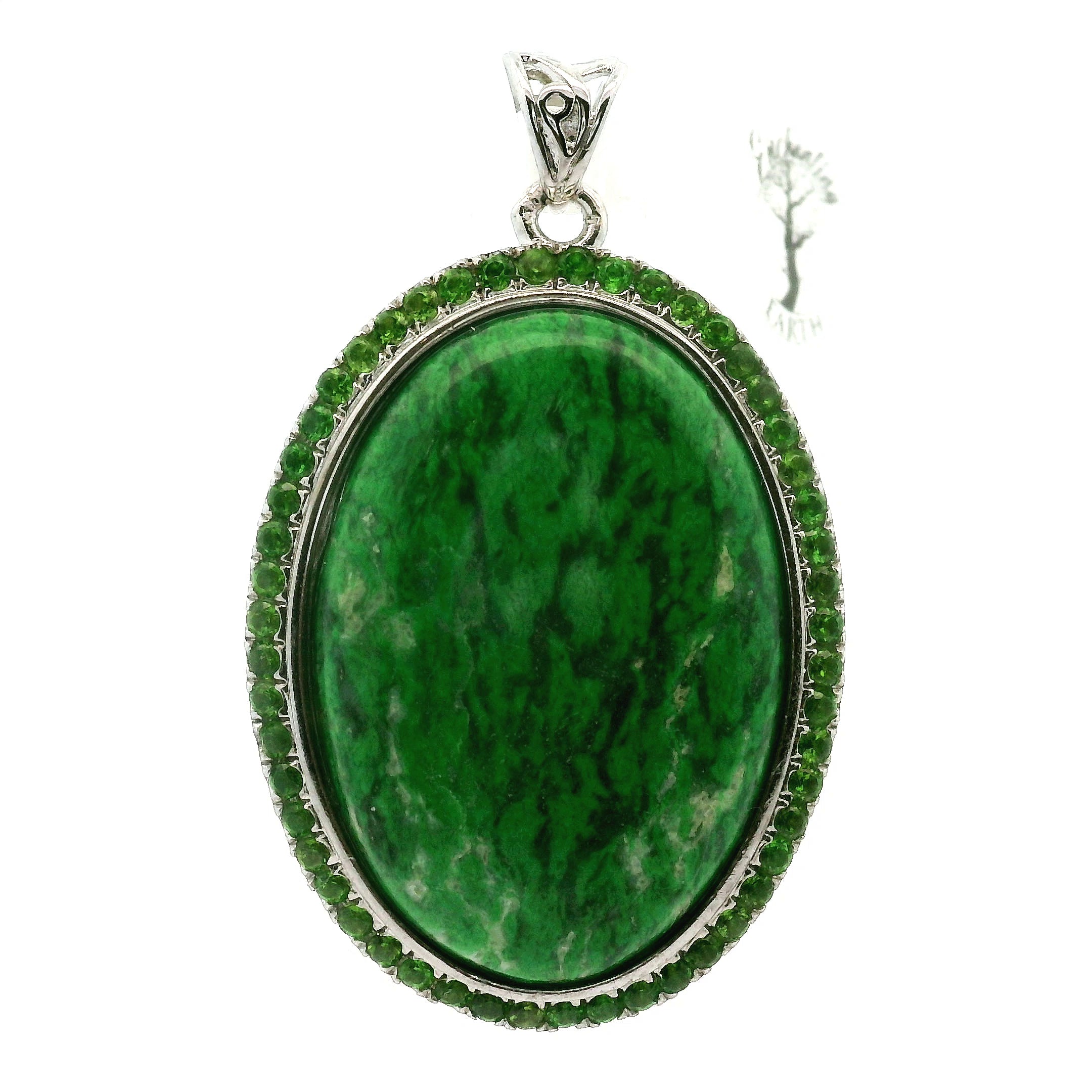 Maw Sit Sit with Chrome Diopside Pavé Pendant .925 Silver for Attracting New Relationships and Opportunities