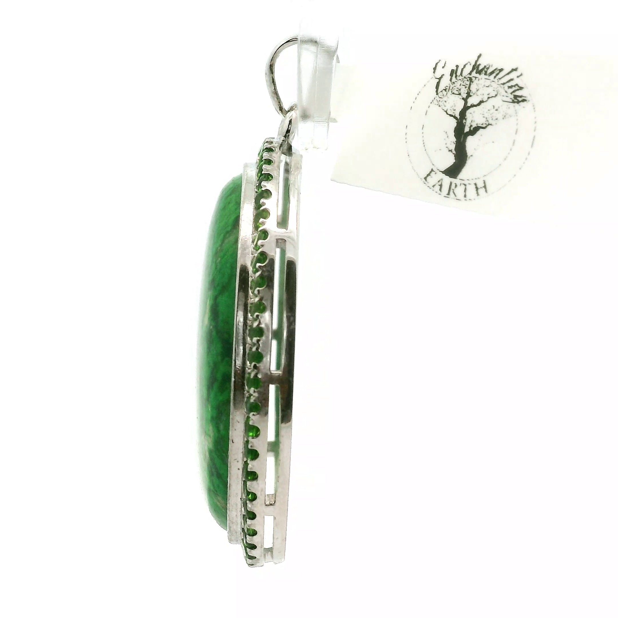Maw Sit Sit with Chrome Diopside Pavé Pendant .925 Silver for Attracting New Relationships and Opportunities