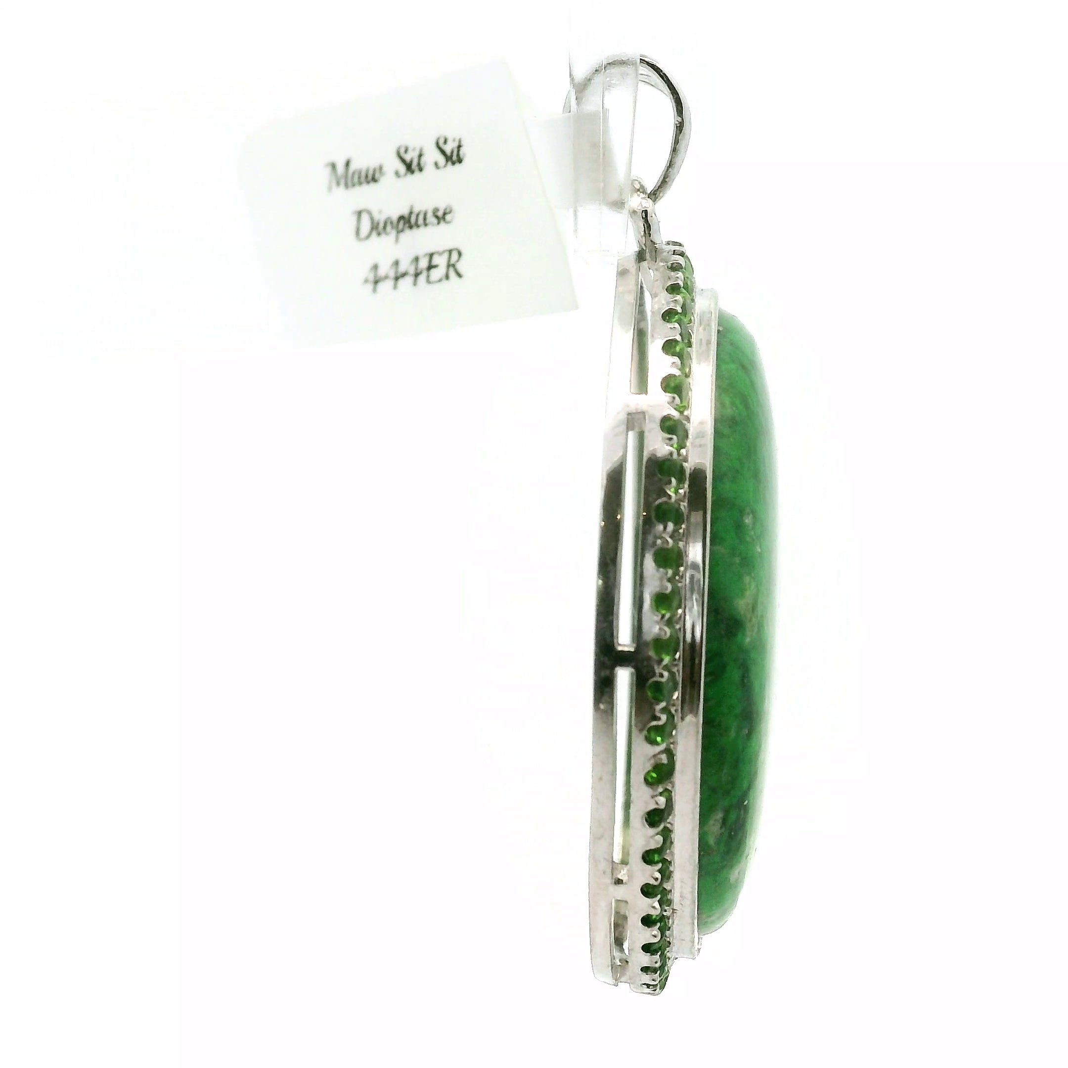 Maw Sit Sit with Chrome Diopside Pavé Pendant .925 Silver for Attracting New Relationships and Opportunities