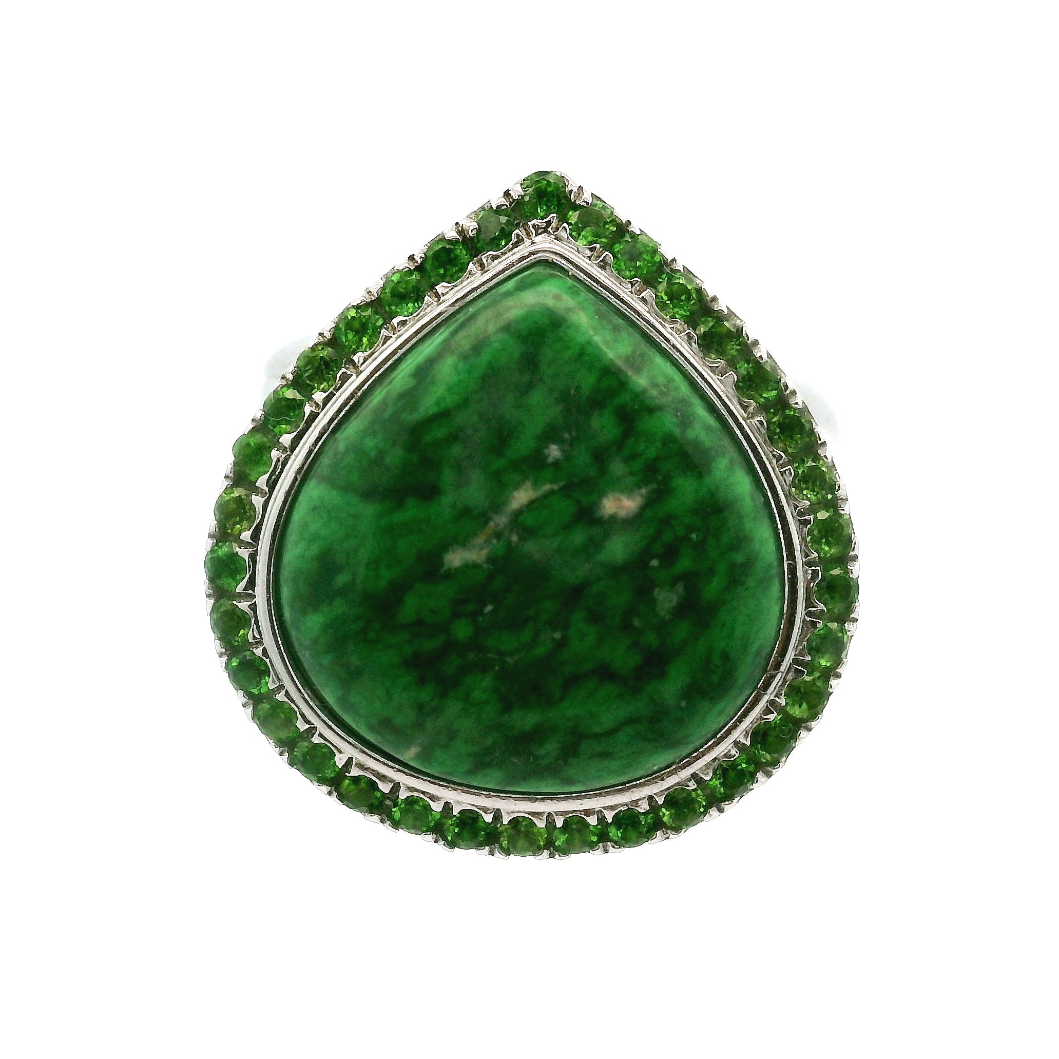 Maw Sit Sit with Chrome Diopside Pavé Cuff Ring .925 Silver for Attracting New Relationships and Opportunities
