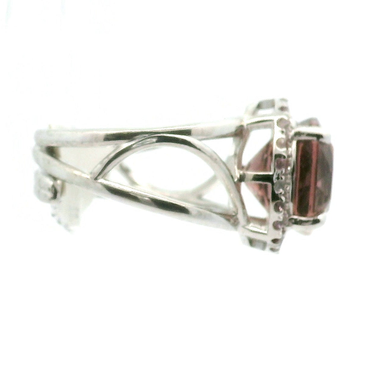 Color Changing Scapolite with Spinel Pavé Cuff Ring .925 Silver for Enhancing Communication with Guides, Insight & Memory