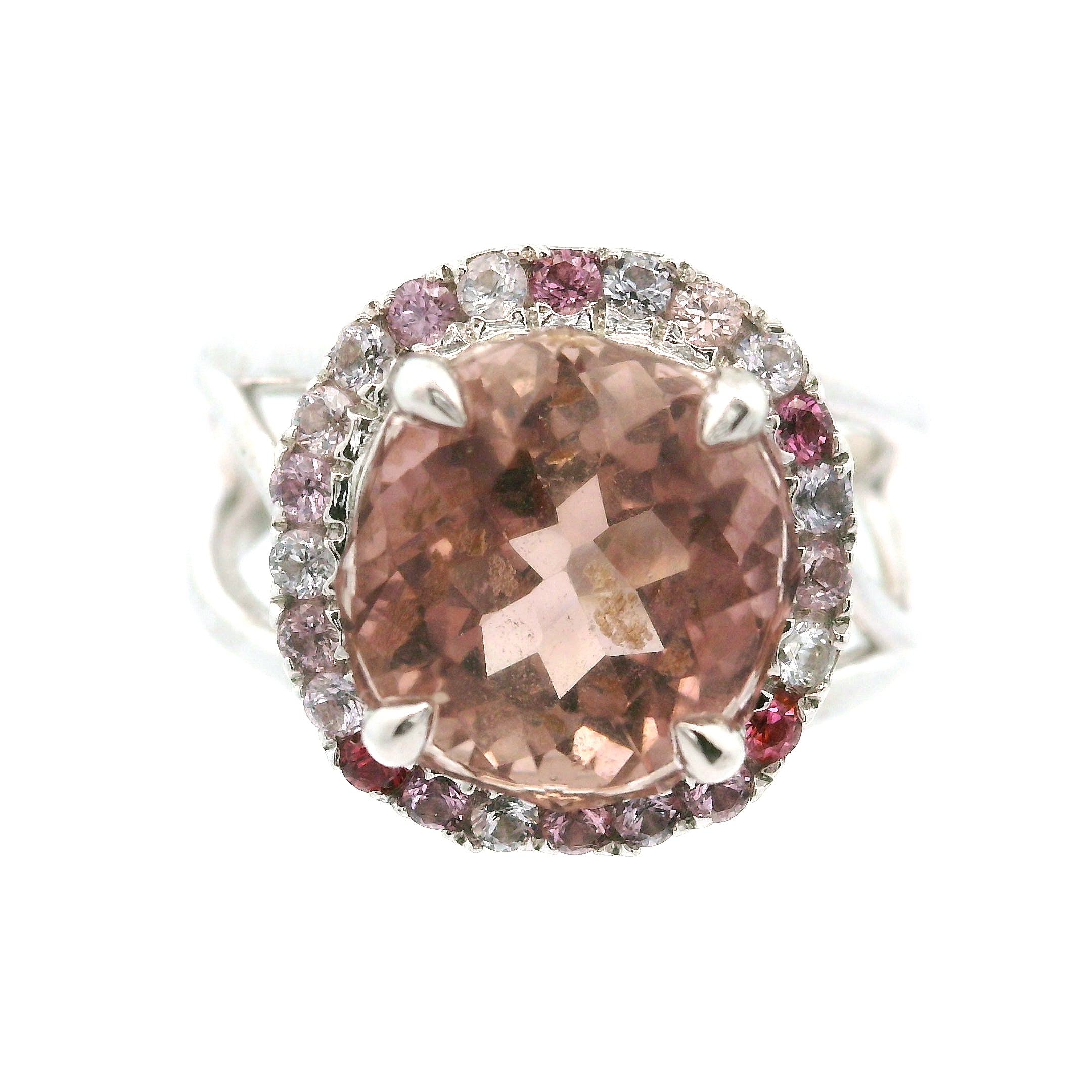 Color Changing Scapolite with Spinel Pavé Cuff Ring .925 Silver for Enhancing Communication with Guides, Insight & Memory