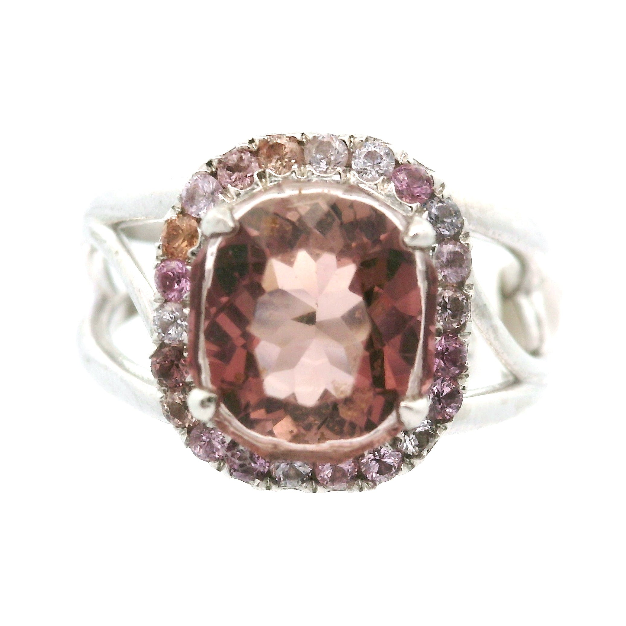 Color Changing Scapolite with Spinel Pavé Cuff Ring .925 Silver for Enhancing Communication with Guides, Insight & Memory