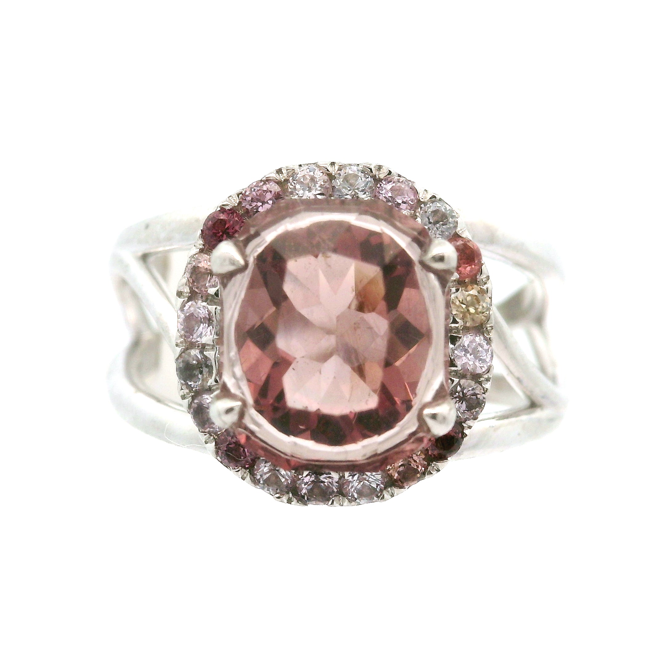 Color Changing Scapolite with Spinel Pavé Cuff Ring .925 Silver for Enhancing Communication with Guides, Insight & Memory