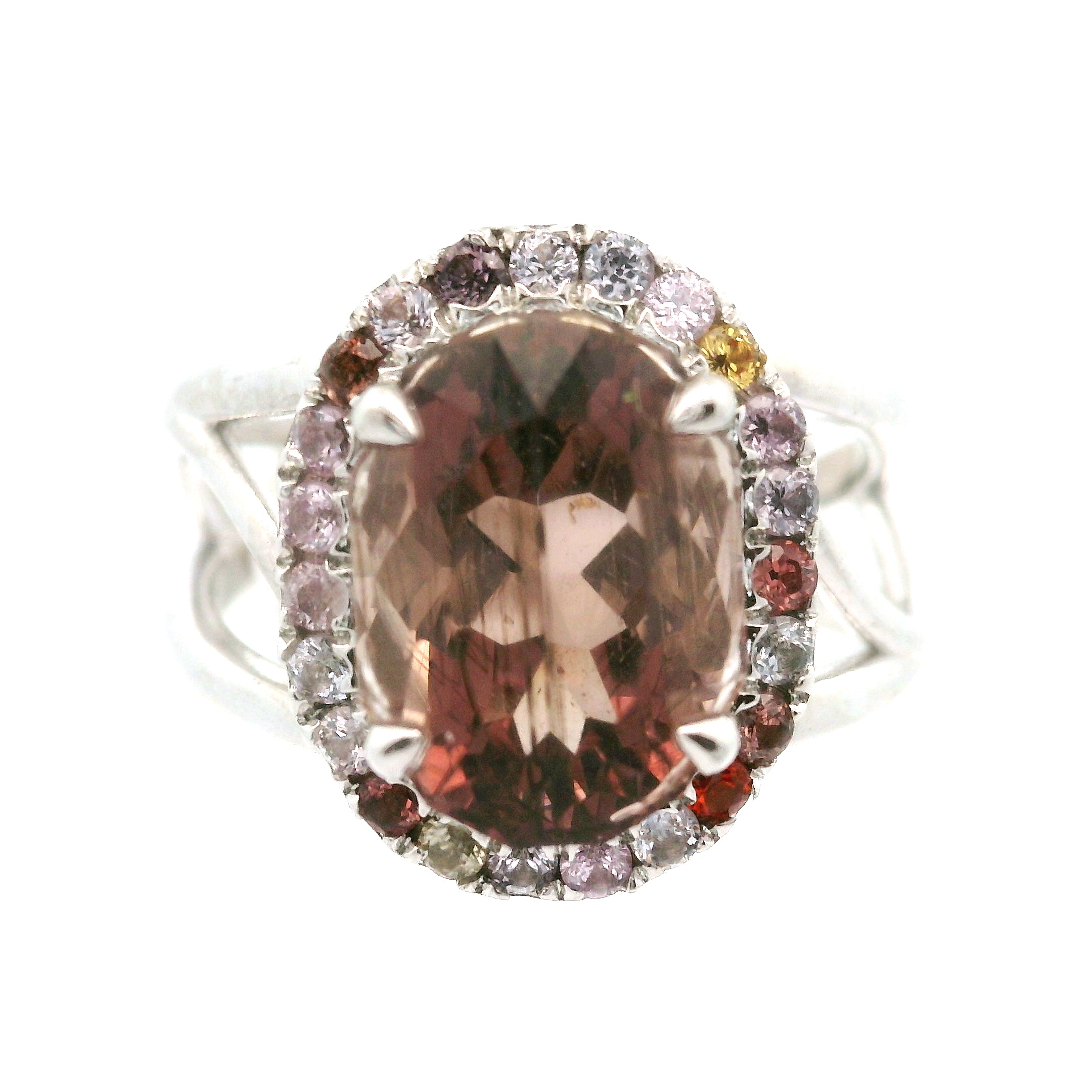 Color Changing Scapolite with Spinel Pavé Cuff Ring .925 Silver for Enhancing Communication with Guides, Insight & Memory