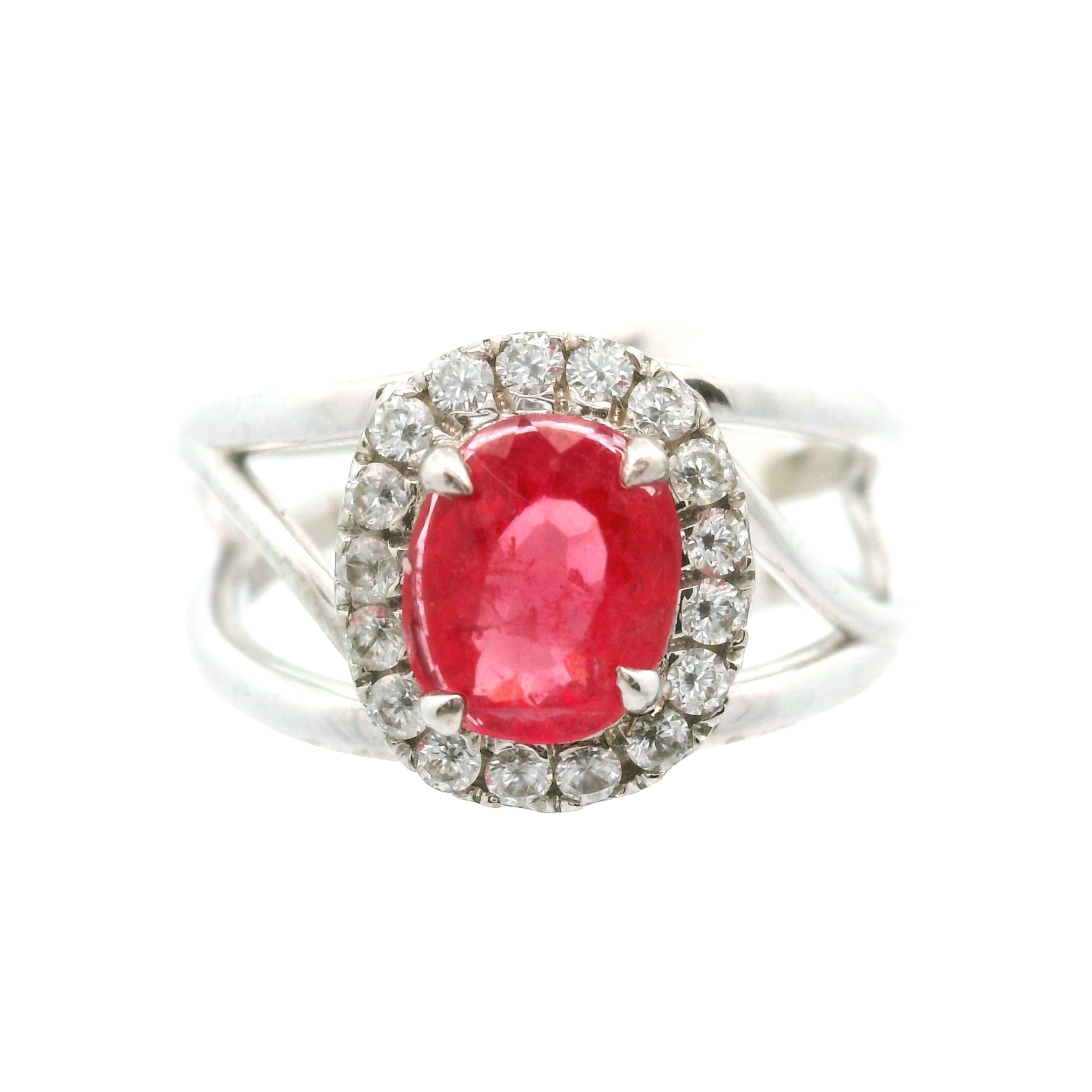 Rhodonite with Clear Zircon Pavé Cuff Ring .925 Silver for Harmonizing Relationships and Promoting Love