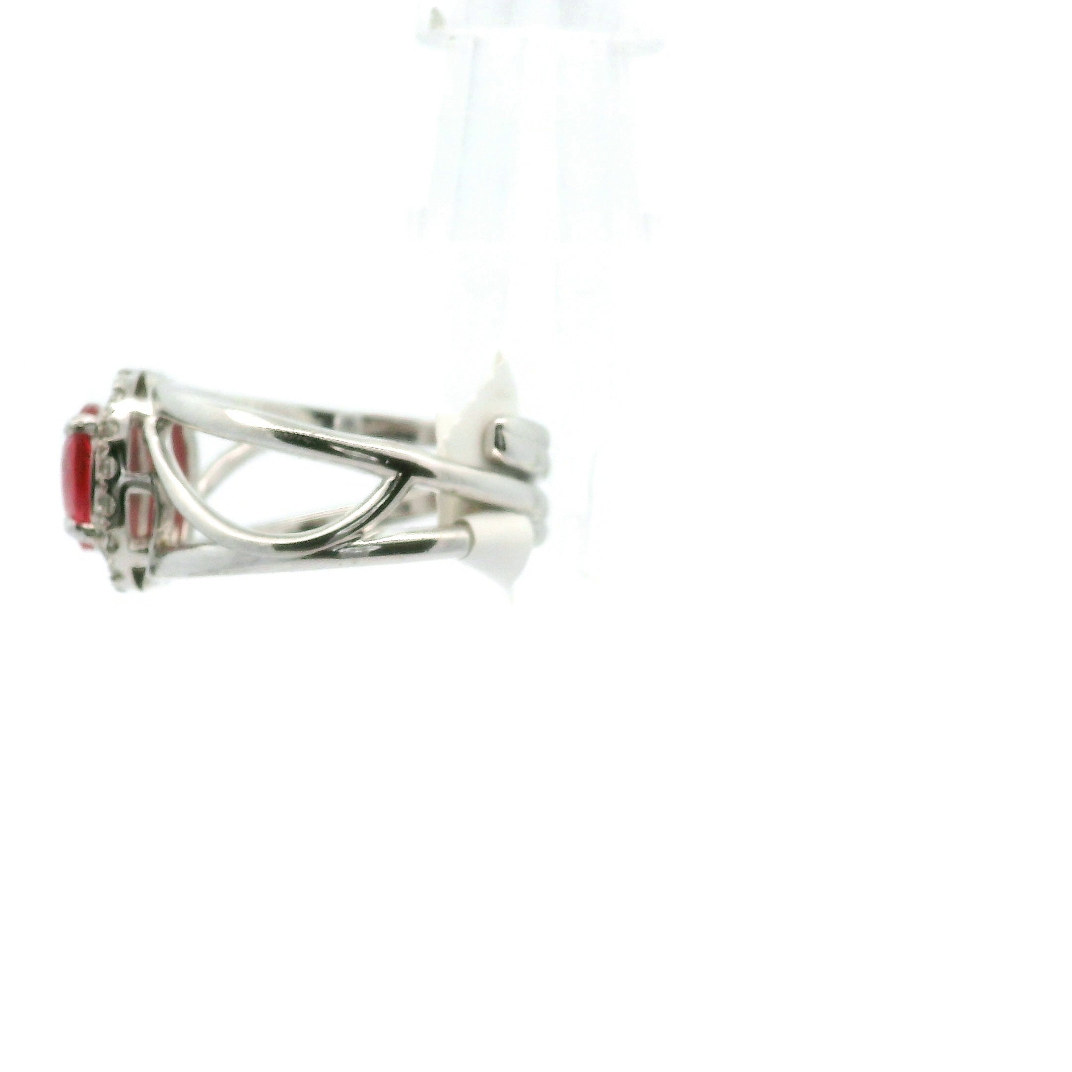 Rhodonite with Clear Zircon Pavé Cuff Ring .925 Silver for Harmonizing Relationships and Promoting Love