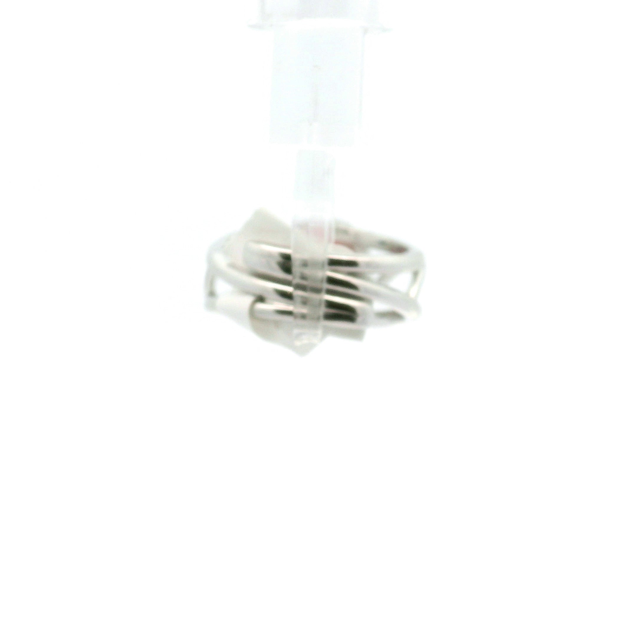 Rhodonite with Clear Zircon Pavé Cuff Ring .925 Silver for Harmonizing Relationships and Promoting Love