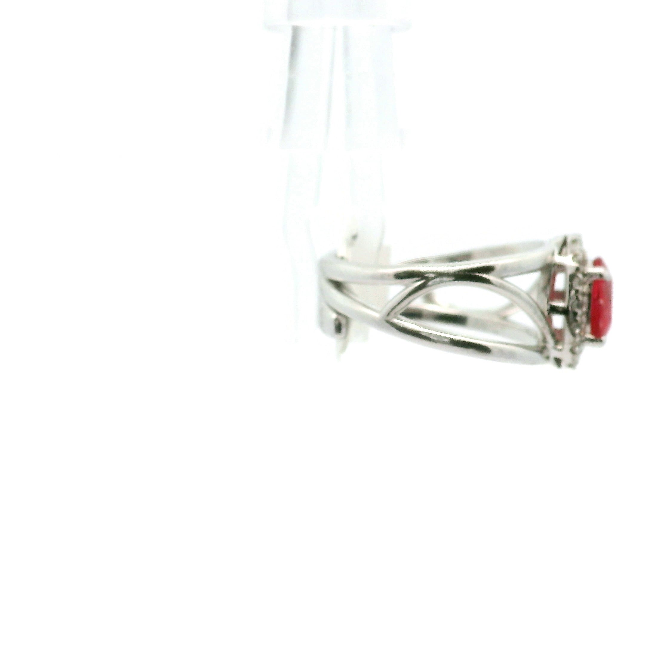 Rhodonite with Clear Zircon Pavé Cuff Ring .925 Silver for Harmonizing Relationships and Promoting Love