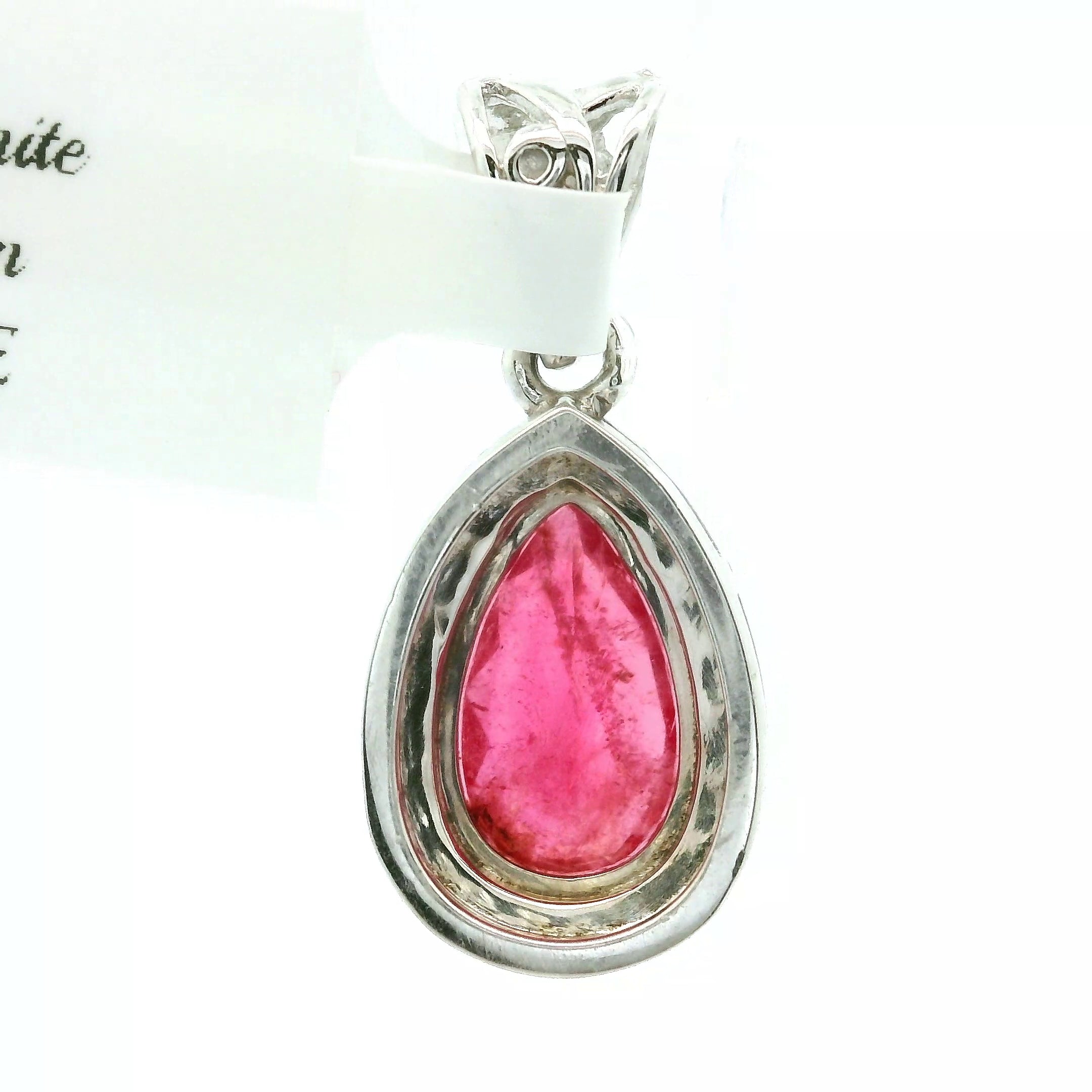 Rhodonite with Clear Zircon Pavé Pendant .925 Silver for Harmonizing Relationships and Promoting Love