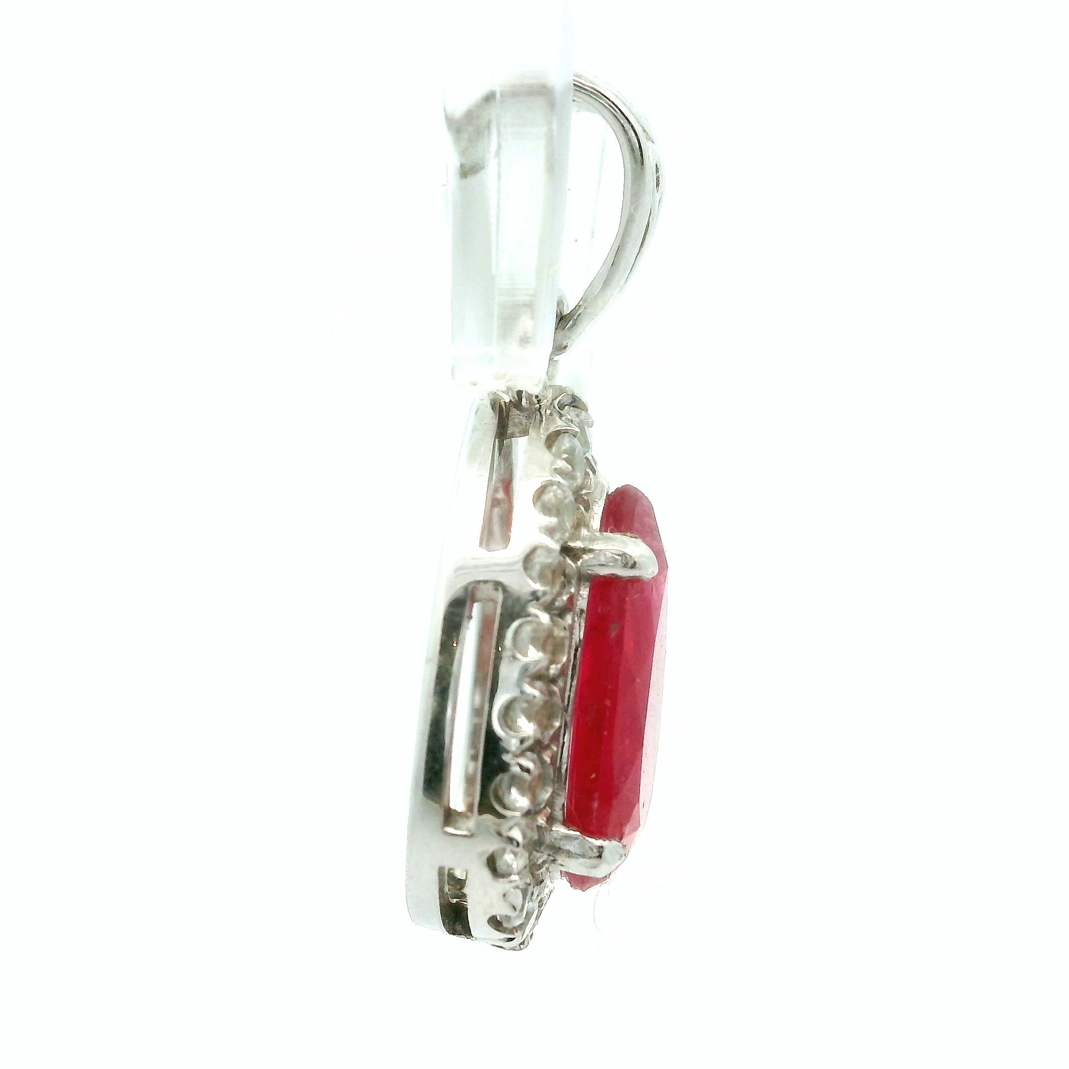 Rhodonite with Clear Zircon Pavé Pendant .925 Silver for Harmonizing Relationships and Promoting Love
