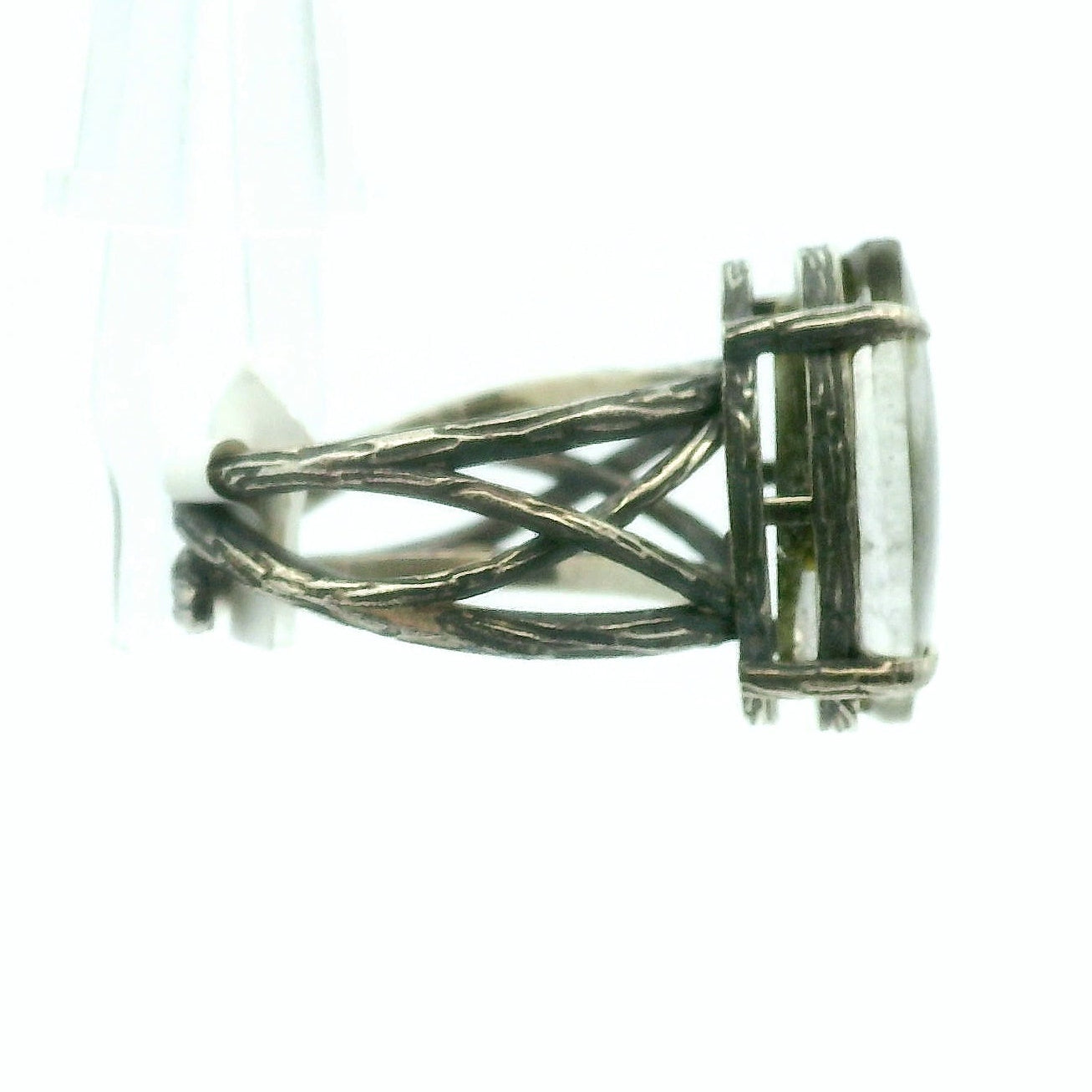 Green Tourmaline in Quartz Bad Witch Cuff Ring .925 Sterling Silver for Emotional Healing, Kindness and Joy