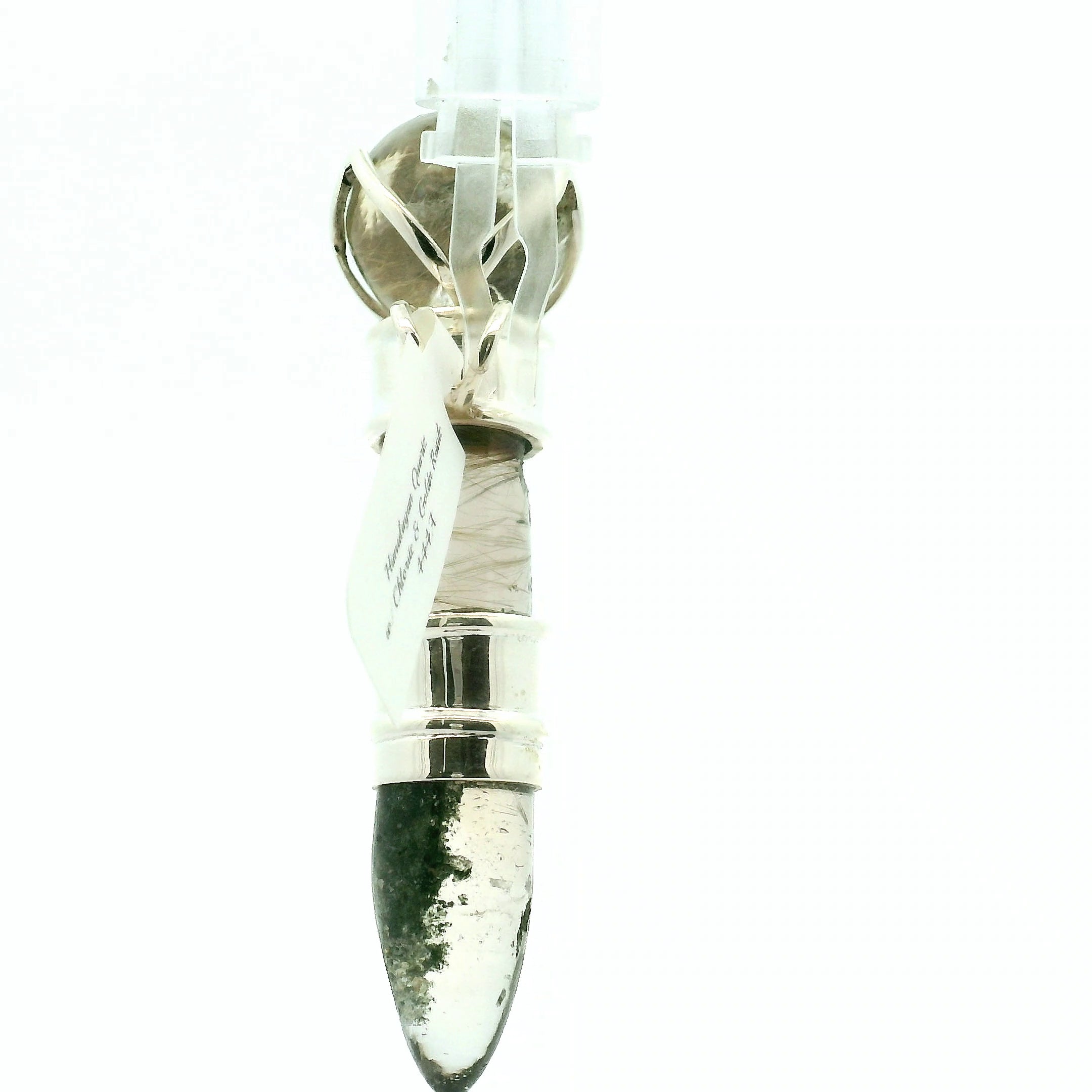 Himalayan Quartz with Chloride & Gold Rutile Wandlet .925 Silver for Amplifying Intentions and Manifestion
