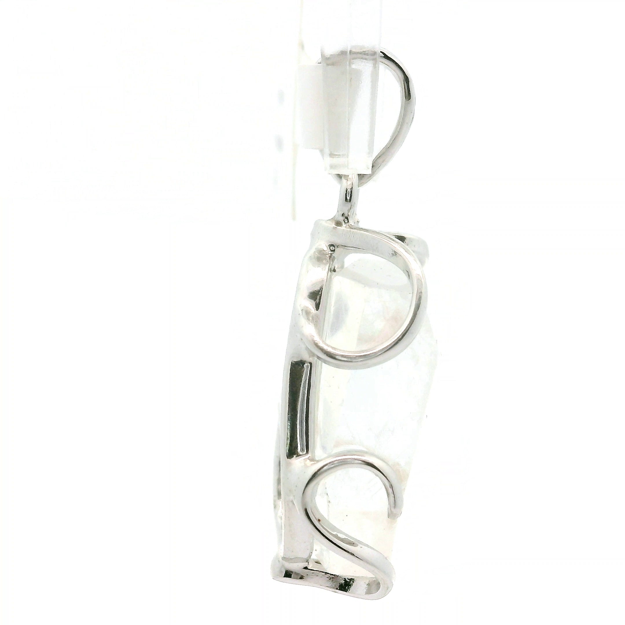 Malagasy Moonstone Faceted Freeform Pendant .925 Sterling Silver for Spiritual Transformation and Inner Peace
