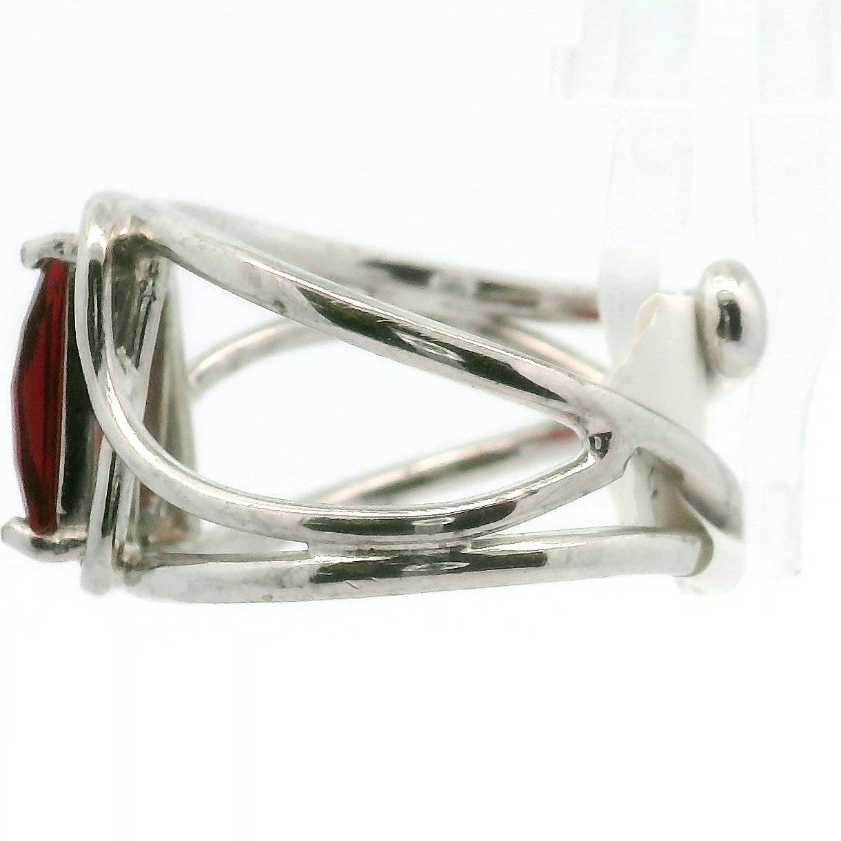 Garnet Pixel Cut Cuff Ring .925 Silver for Strength and Universal Connection