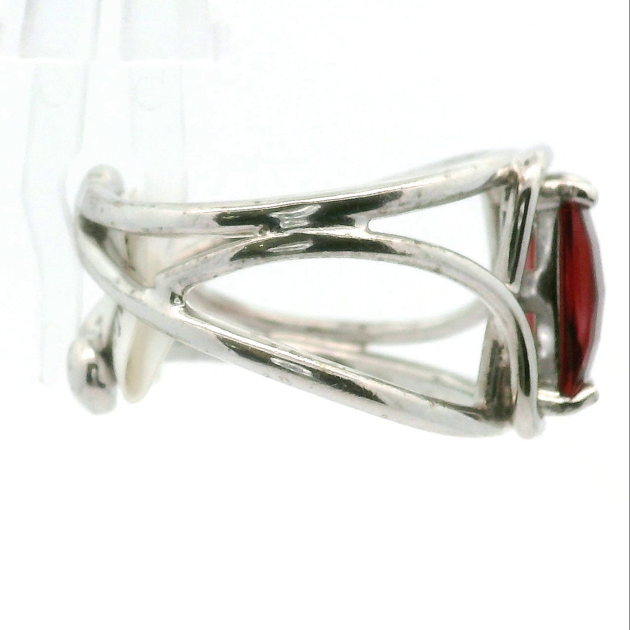Garnet Pixel Cut Cuff Ring .925 Silver for Strength and Universal Connection