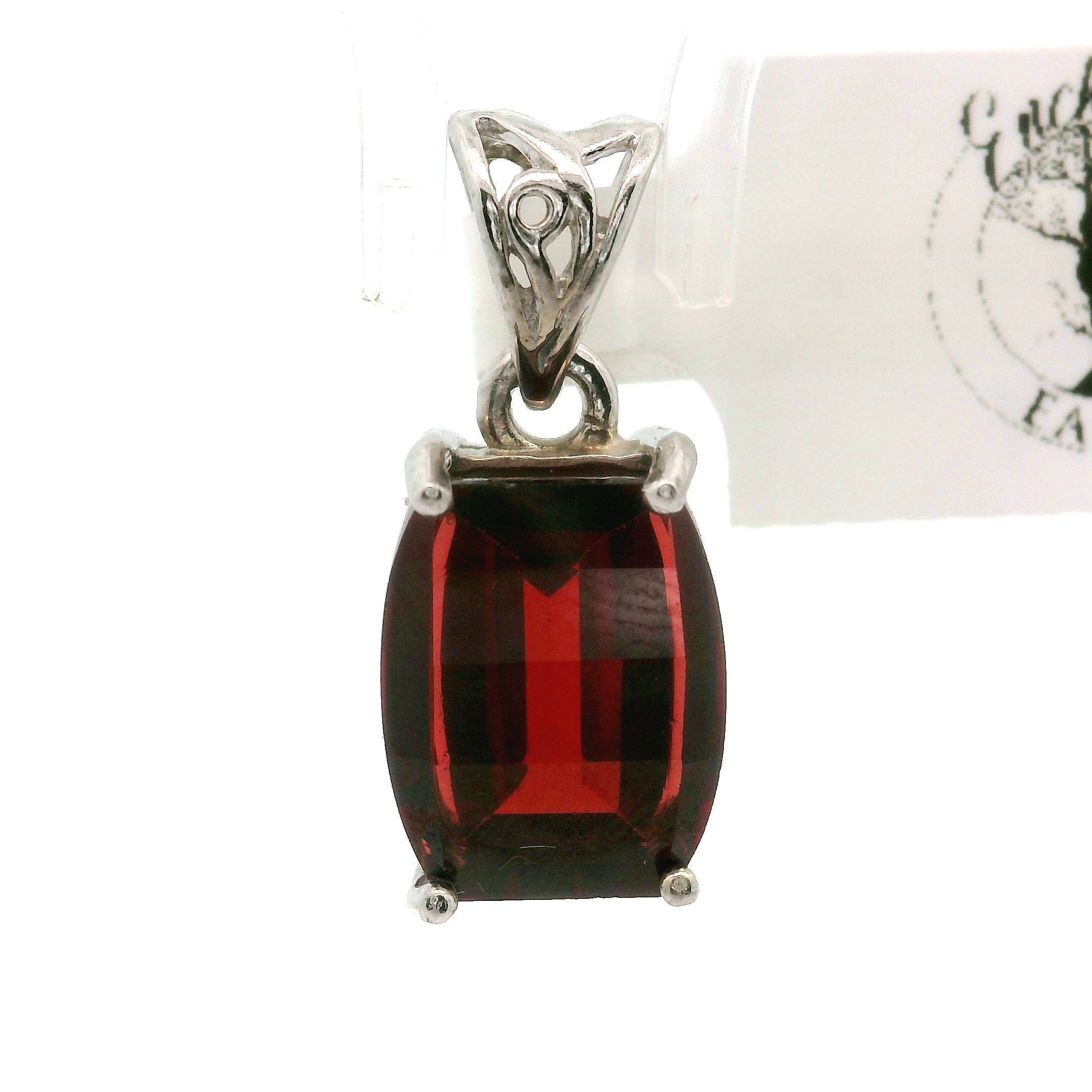 Garnet Pixel Cut Pendant .925 Silver for Strength and Universal Connection