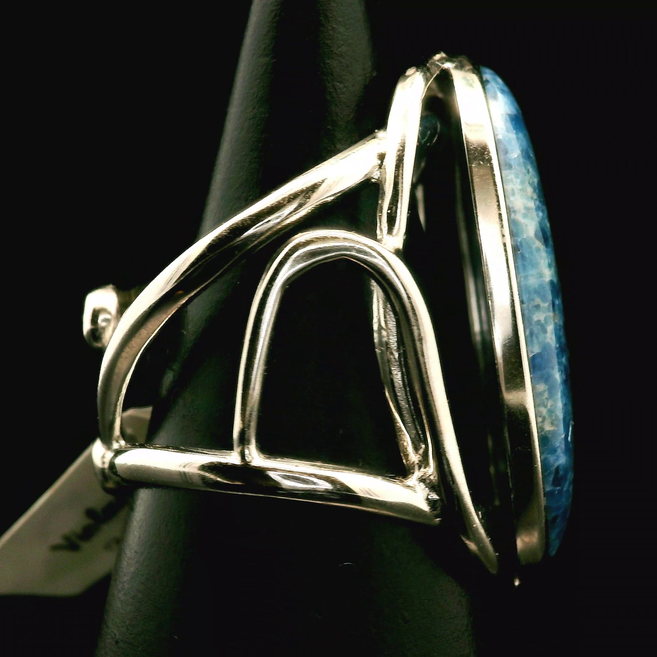 Blue Diopside (Violane) Cuff Ring .925 Silver (High Quality) for Communicating with Angels