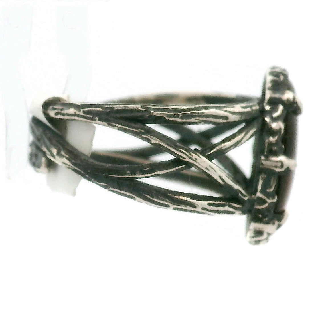 Black Mother of Pearl Bad Witch Cuff Ring .925 Silver for Peace and Enhancing Psychic Abilities