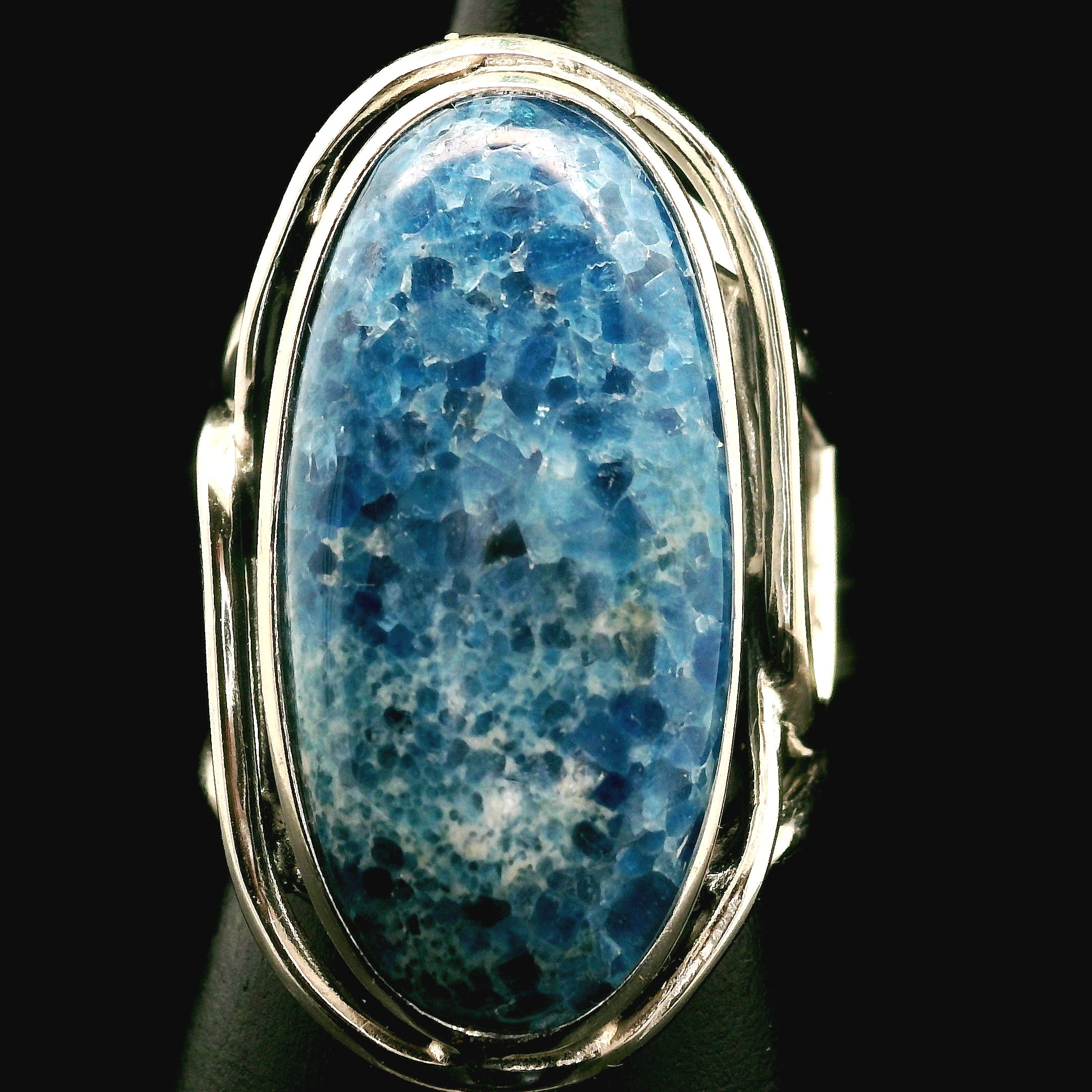 Blue Diopside (Violane) Cuff Ring .925 Silver (High Quality) for Communicating with Angels