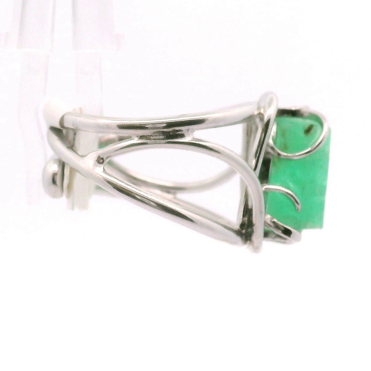Natural Emerald Cuff Ring .925 Sterling Silver for Abundance, Love and Wealth