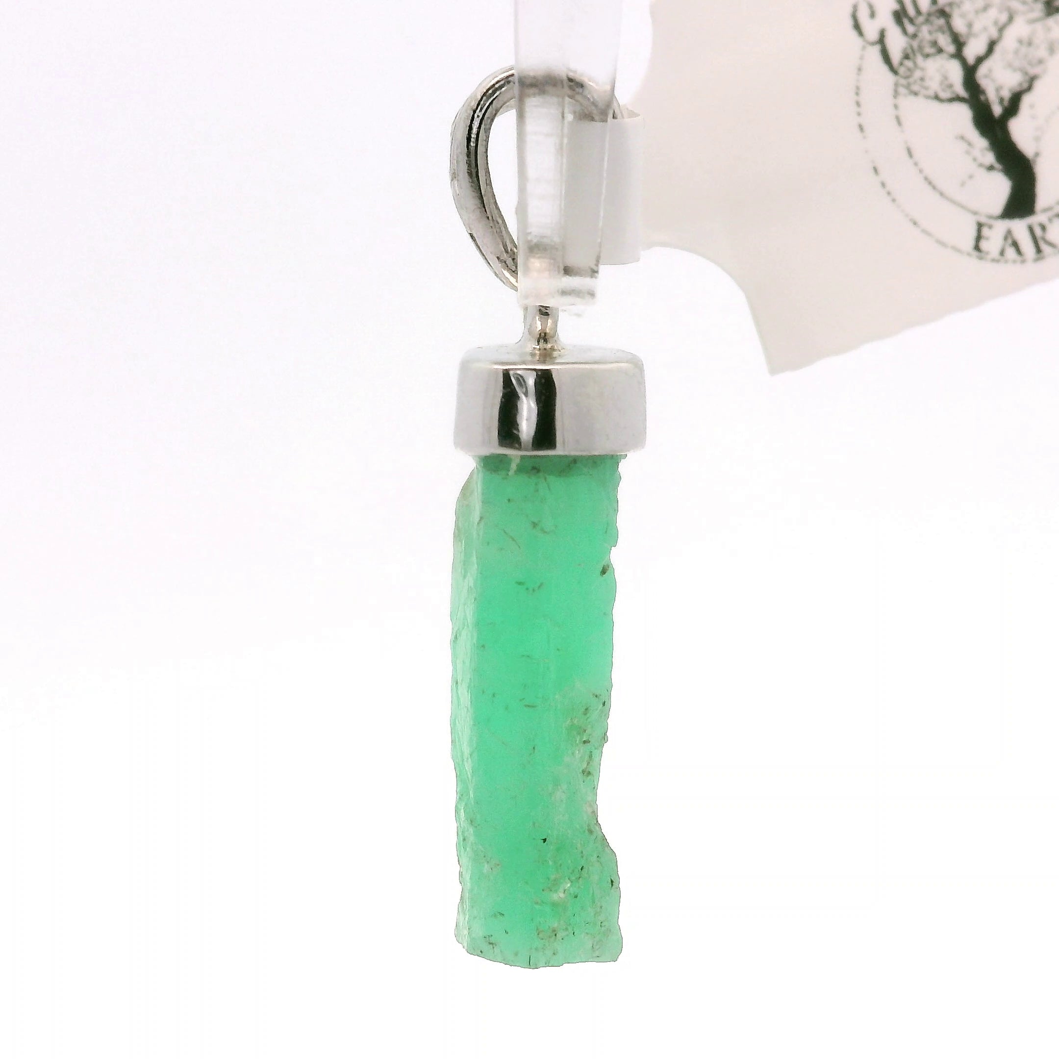 Natural Emerald Pendant .925 Sterling Silver for Abundance, Love and Wealth