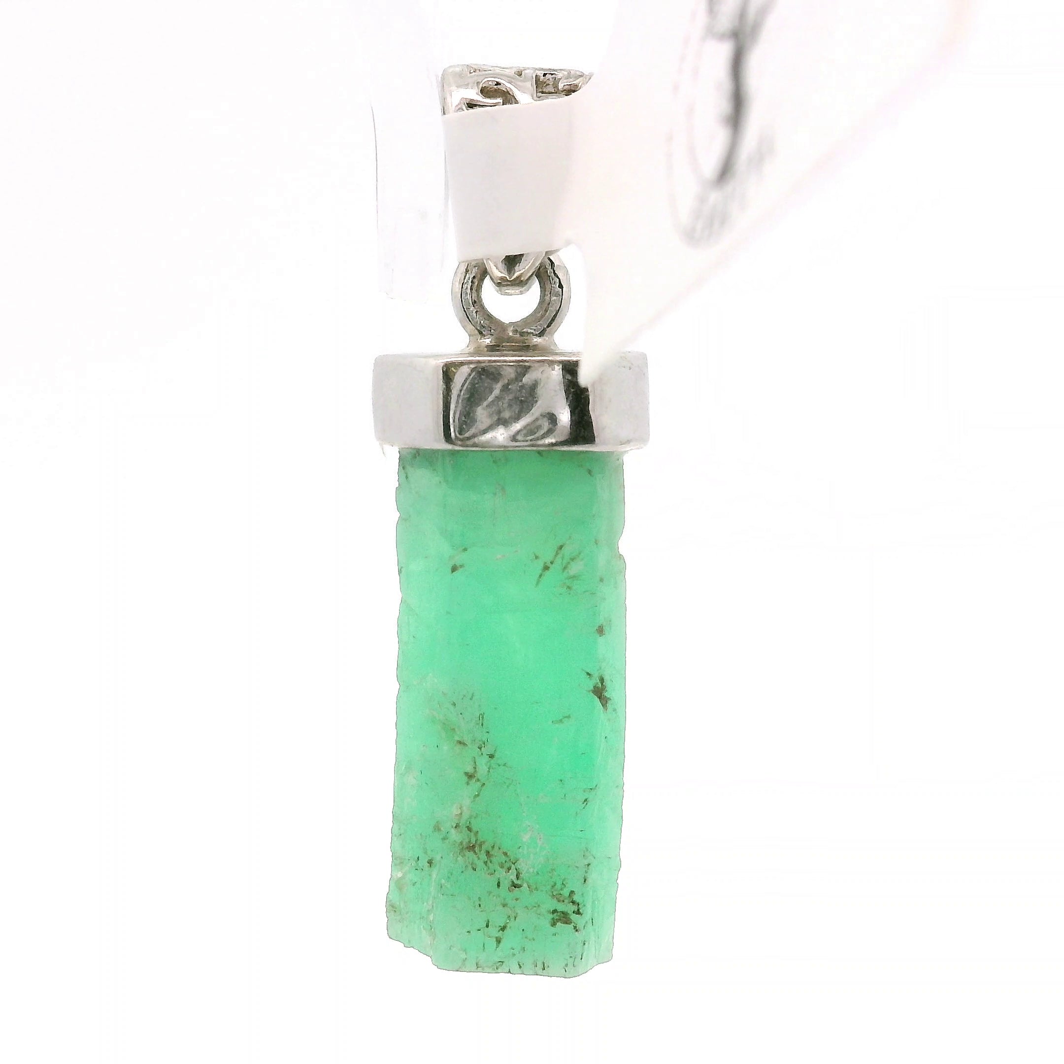 Natural Emerald Pendant .925 Sterling Silver for Abundance, Love and Wealth