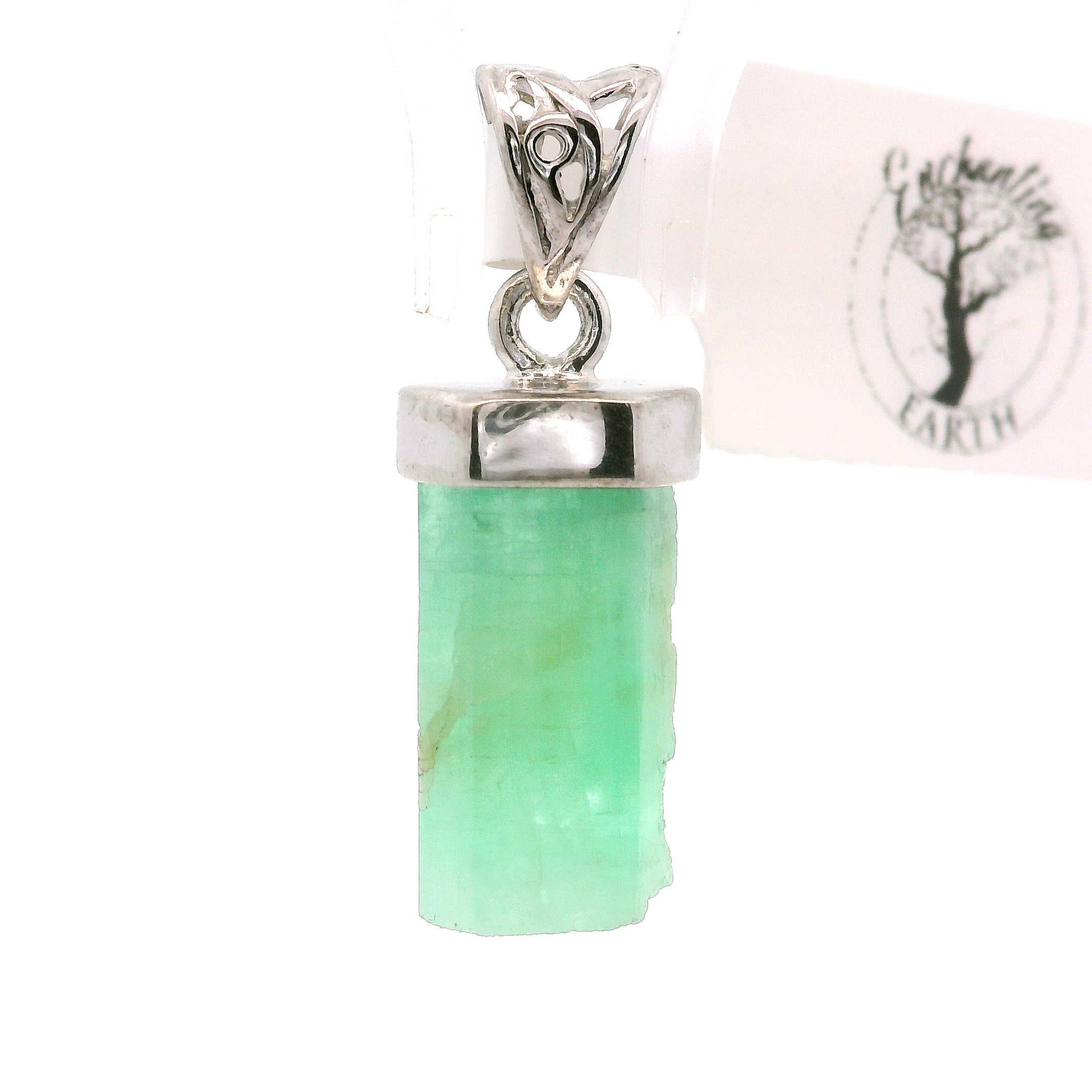 Natural Emerald Pendant .925 Sterling Silver for Abundance, Love and Wealth