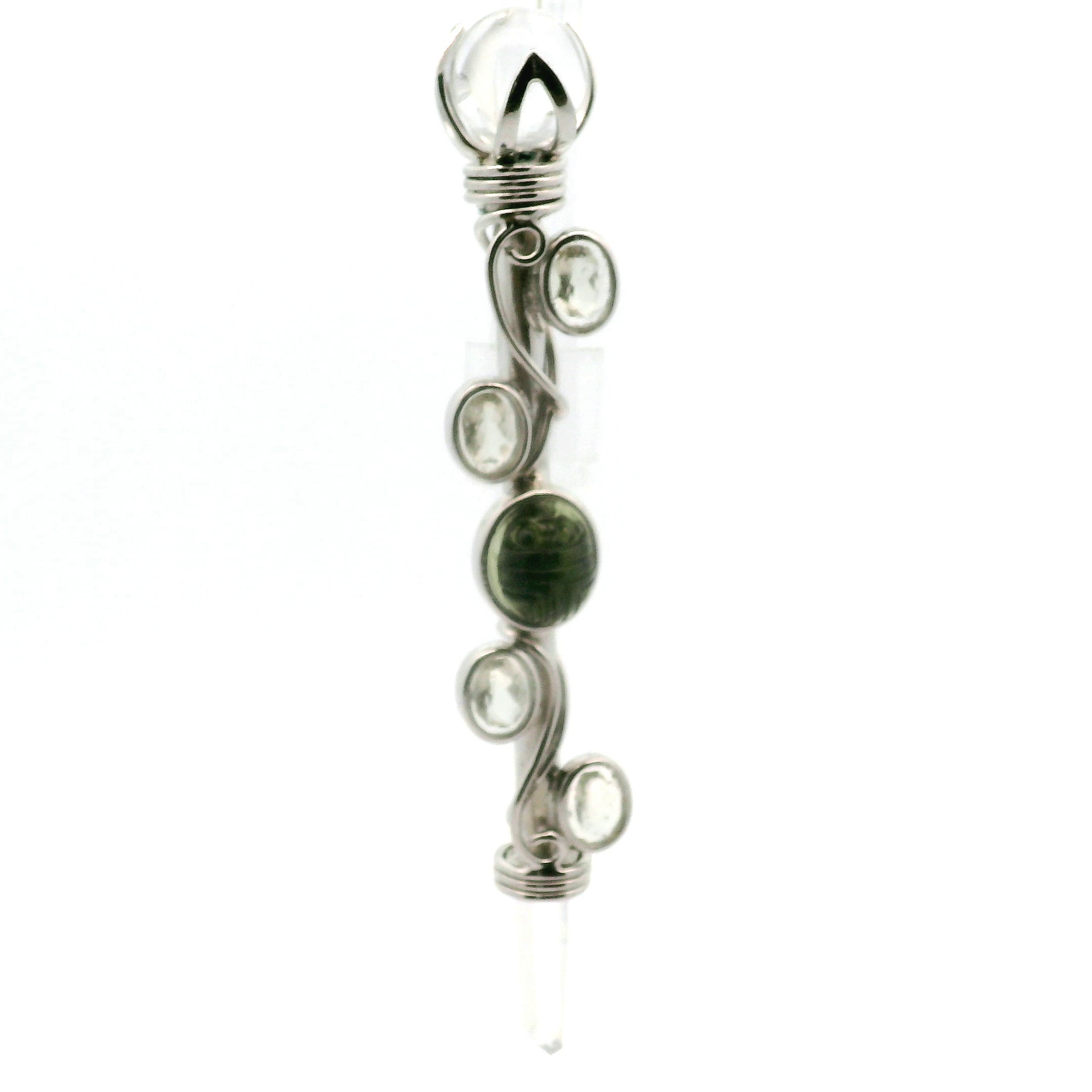 Moldavite and Libyan Desert Glass Wandlet .925 Silver for Manifestation and Creating your Dream Life