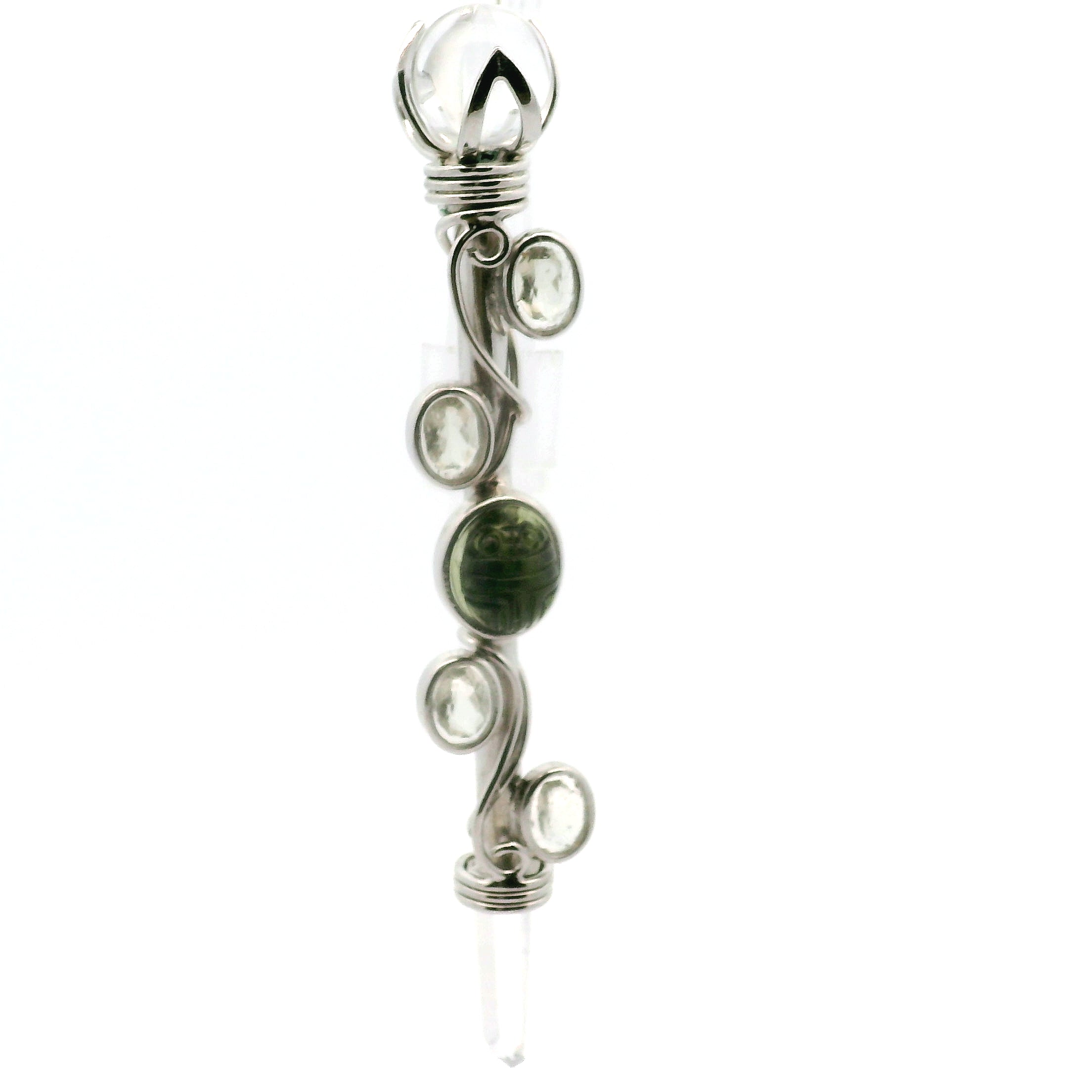 Moldavite and Libyan Desert Glass Wandlet .925 Silver for Manifestation and Creating your Dream Life