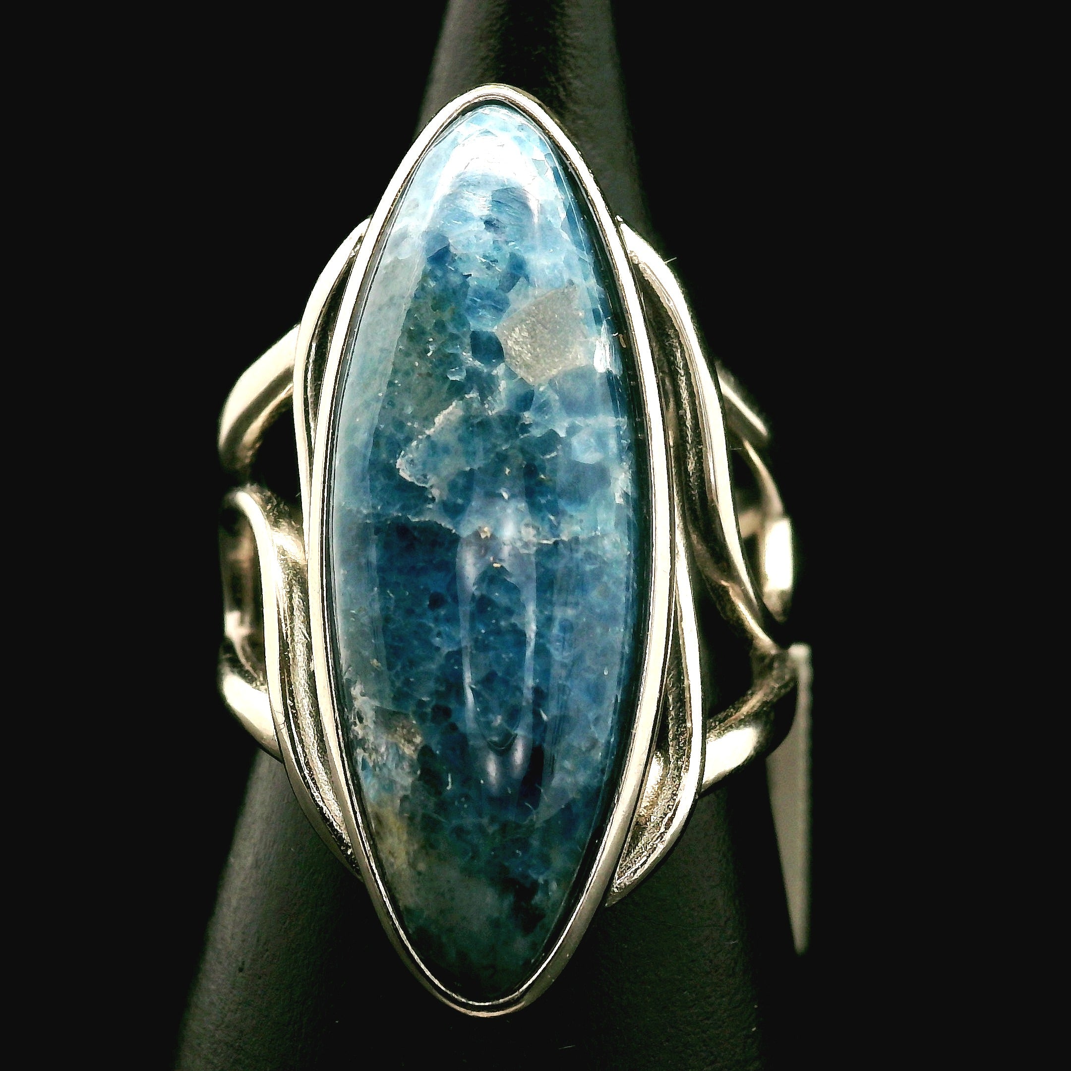 Blue Diopside (Violane) Cuff Ring .925 Silver (High Quality) for Communicating with Angels