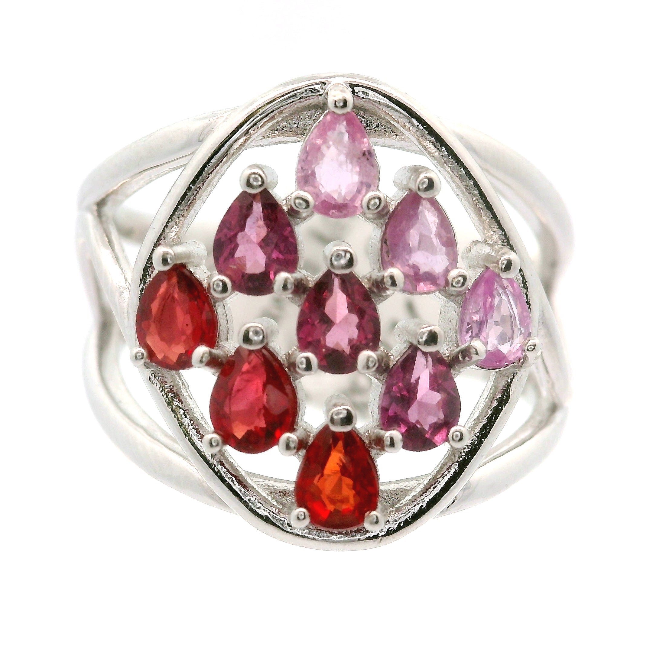 9 Stone Crystal Chandelier Cuff Ring .925 Silver for Healing, Intention Setting and Manifesting your Desires