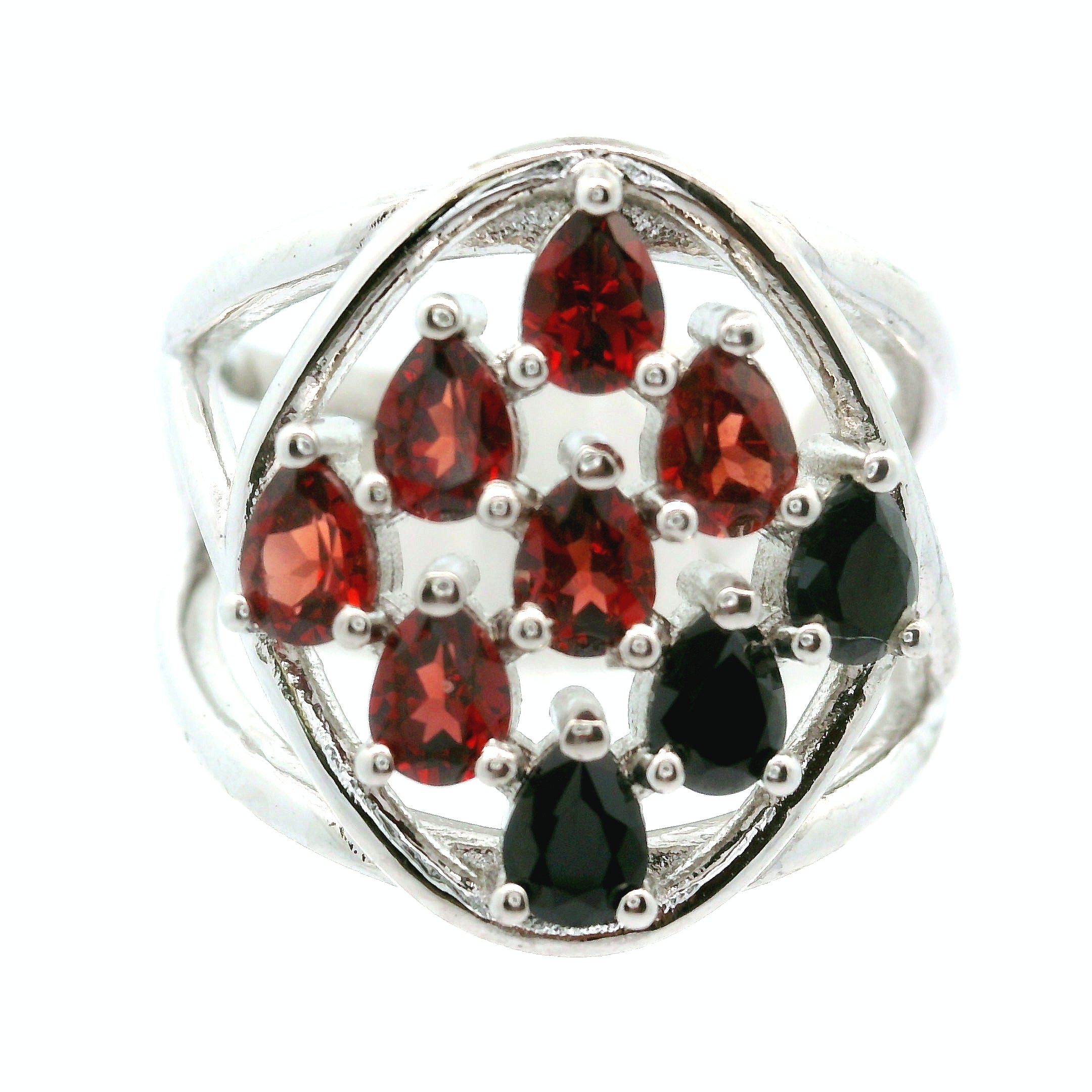 9 Stone Crystal Chandelier Cuff Ring .925 Silver for Healing, Intention Setting and Manifesting your Desires