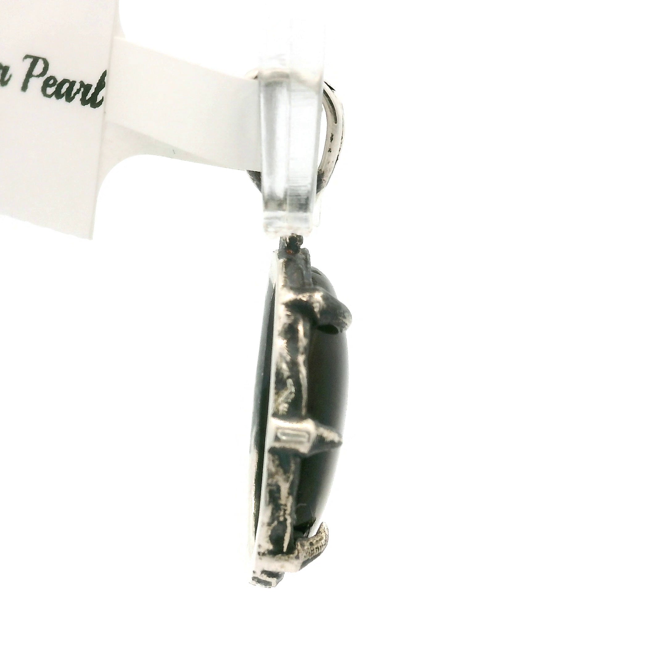 Black Mother of Pearl Bad Witch Pendant .925 Silver for Peace and Enhancing Psychic Abilities