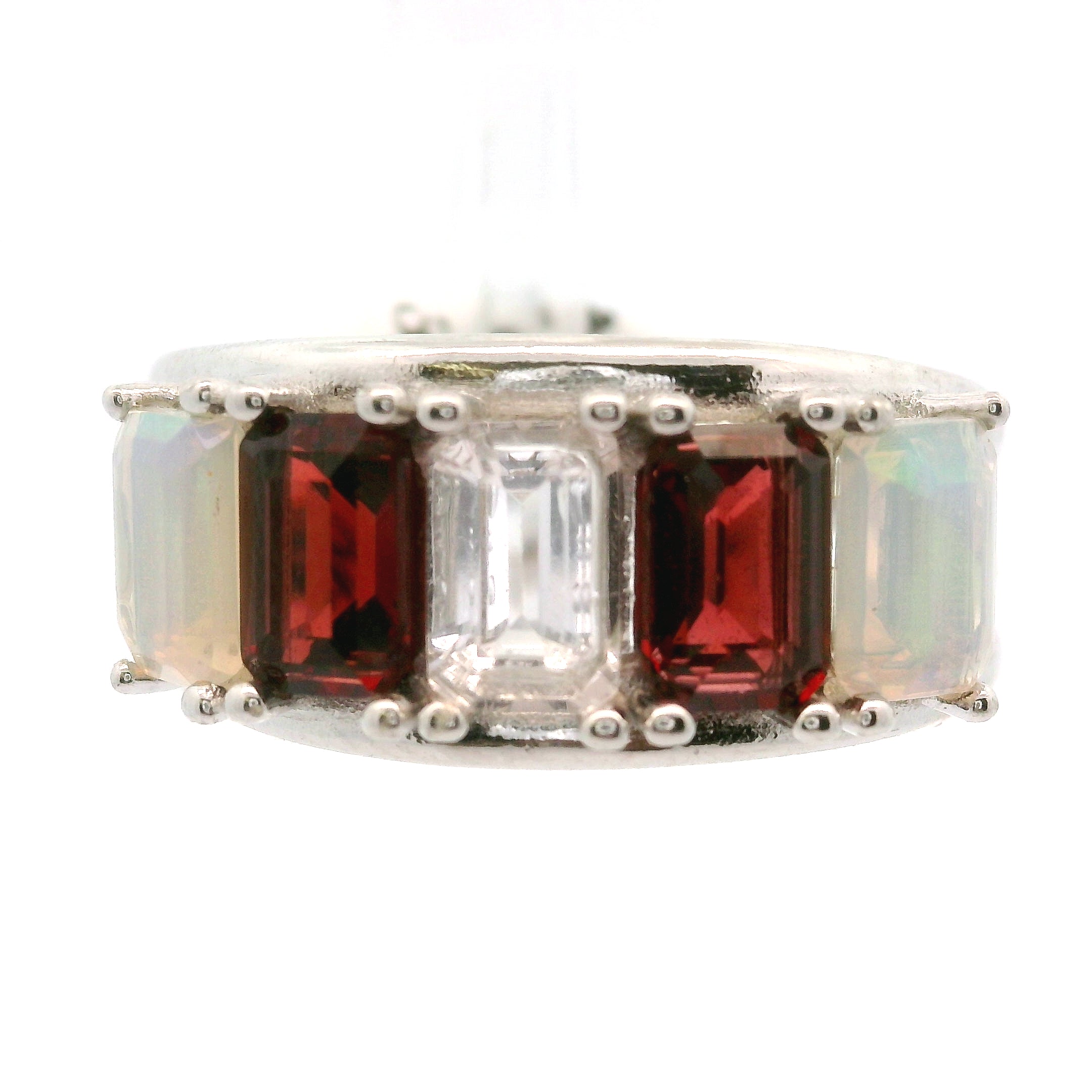 Multi Stone Emerald Cut Stacker Cuff Ring .925 Silver for Healing, Intention Setting and Manifesting your Desires