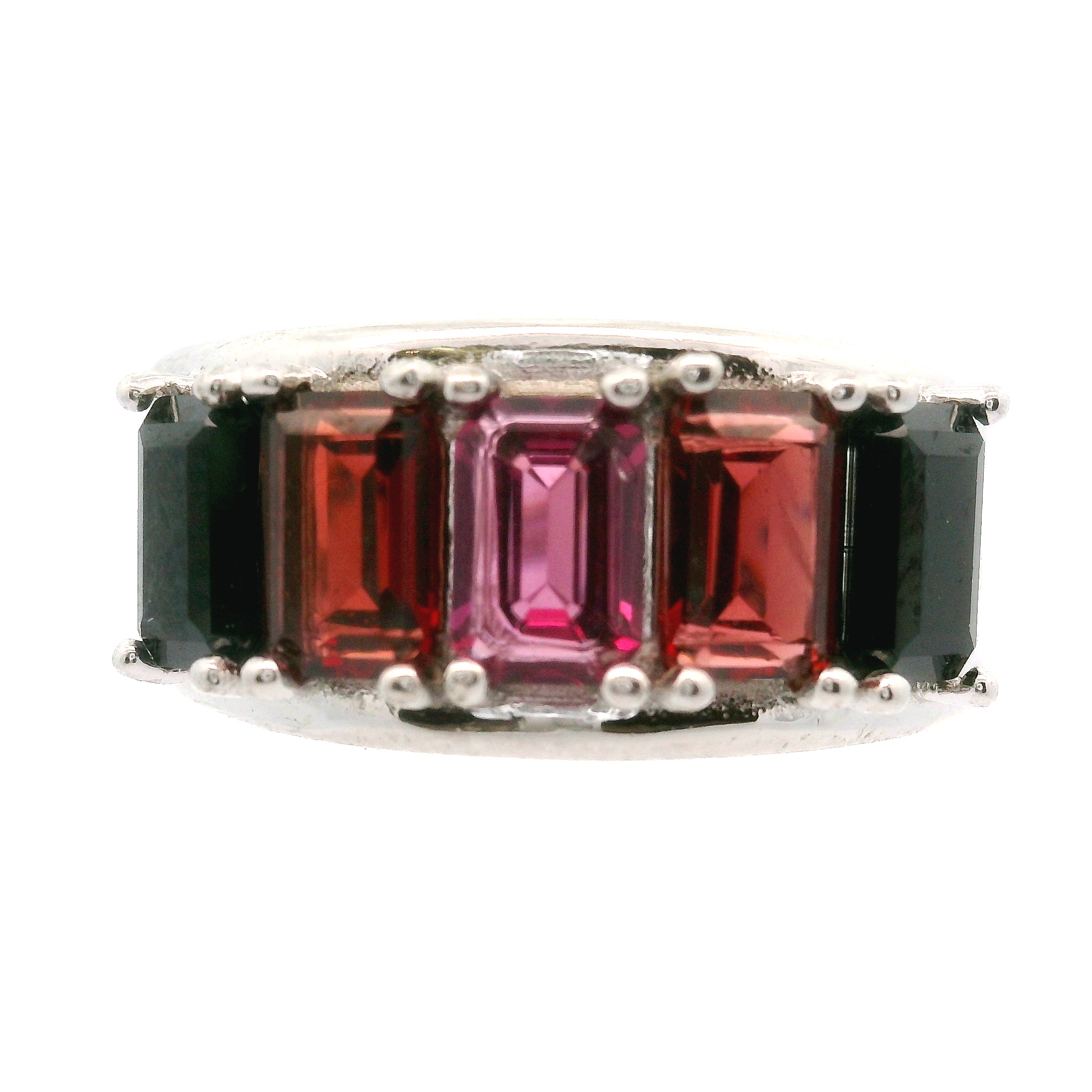 Multi Stone Emerald Cut Stacker Cuff Ring .925 Silver for Healing, Intention Setting and Manifesting your Desires
