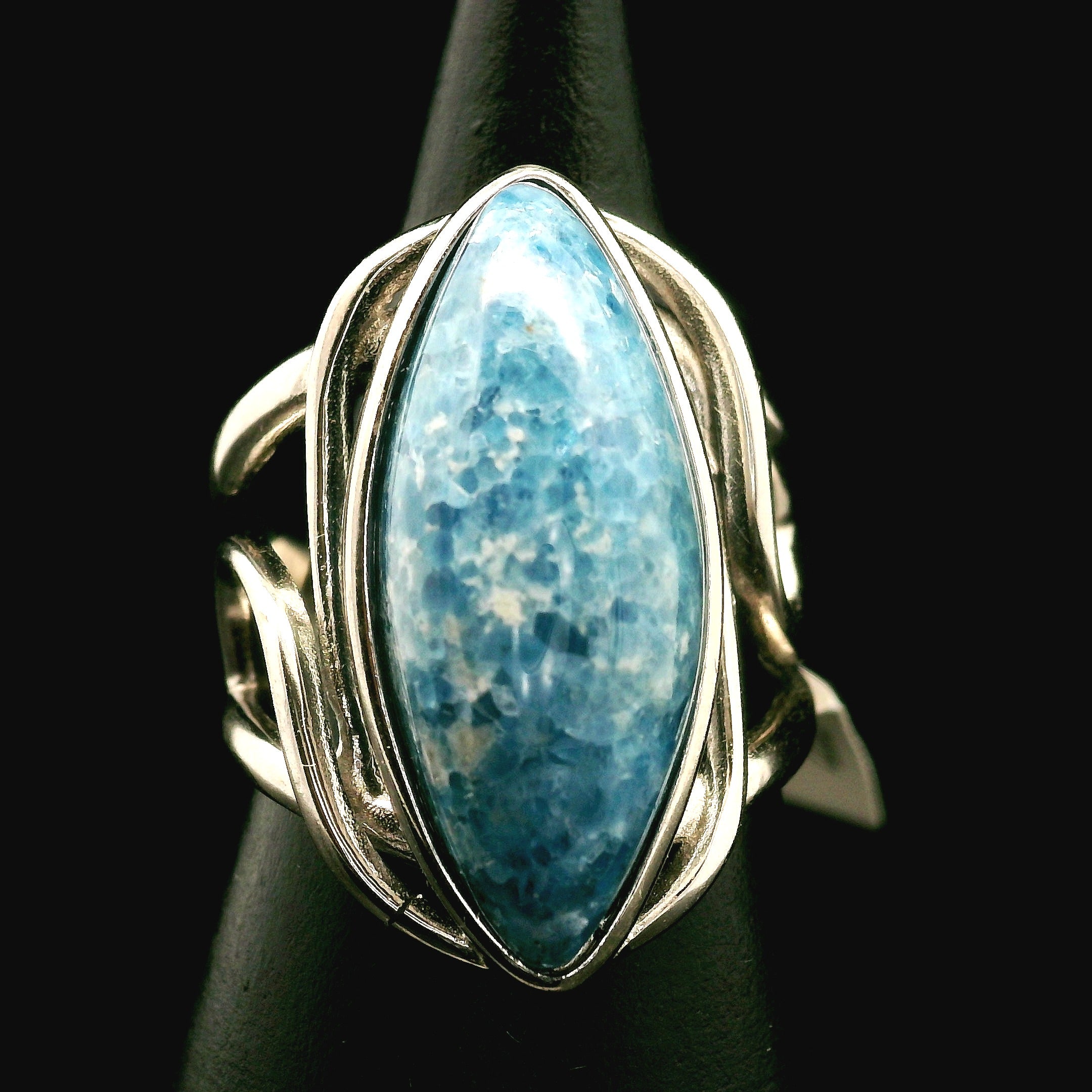 Blue Diopside (Violane) Cuff Ring .925 Silver (High Quality) for Communicating with Angels