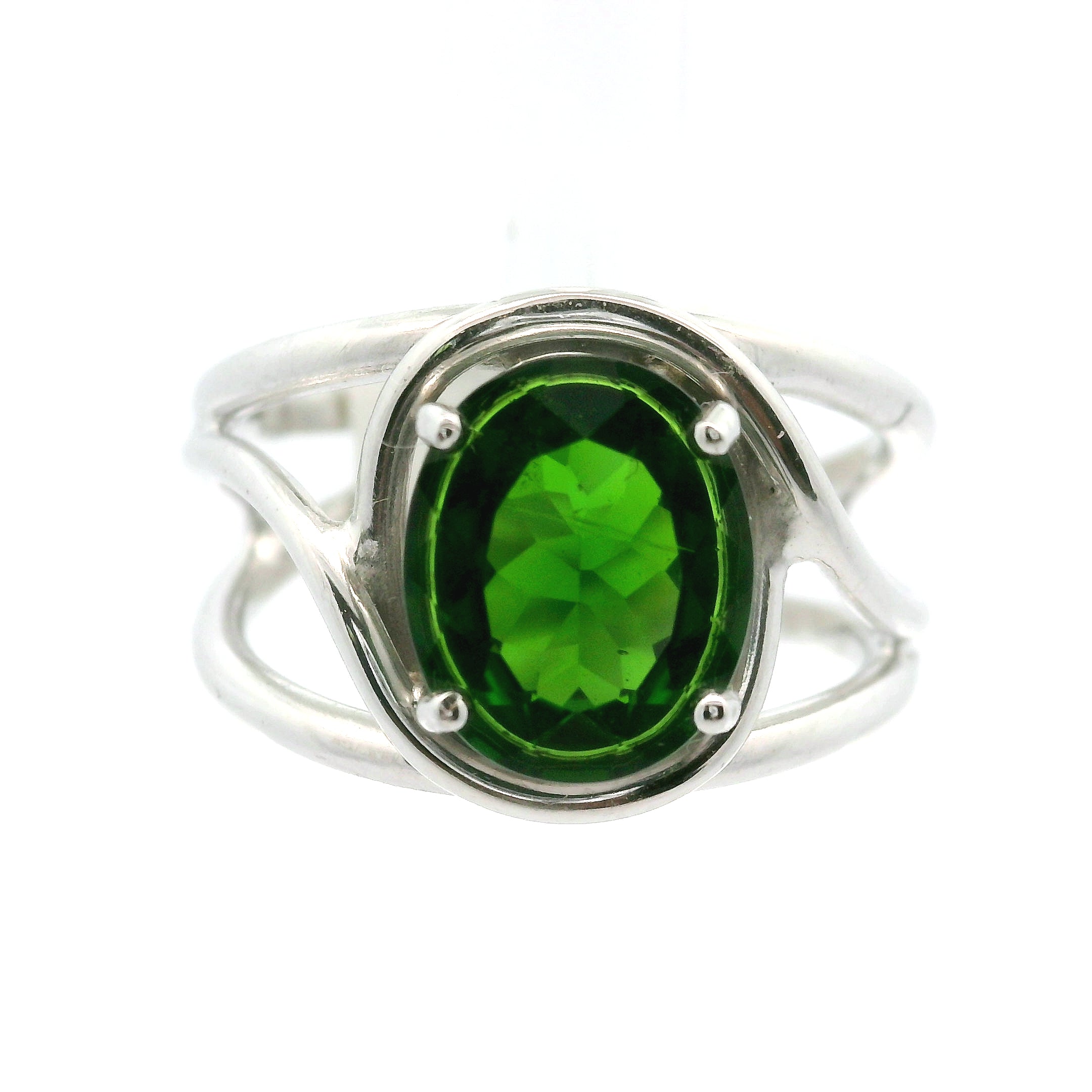 Chrome Diopside Cuff Ring .925 Silver for Embracing Love, Healing and Balance