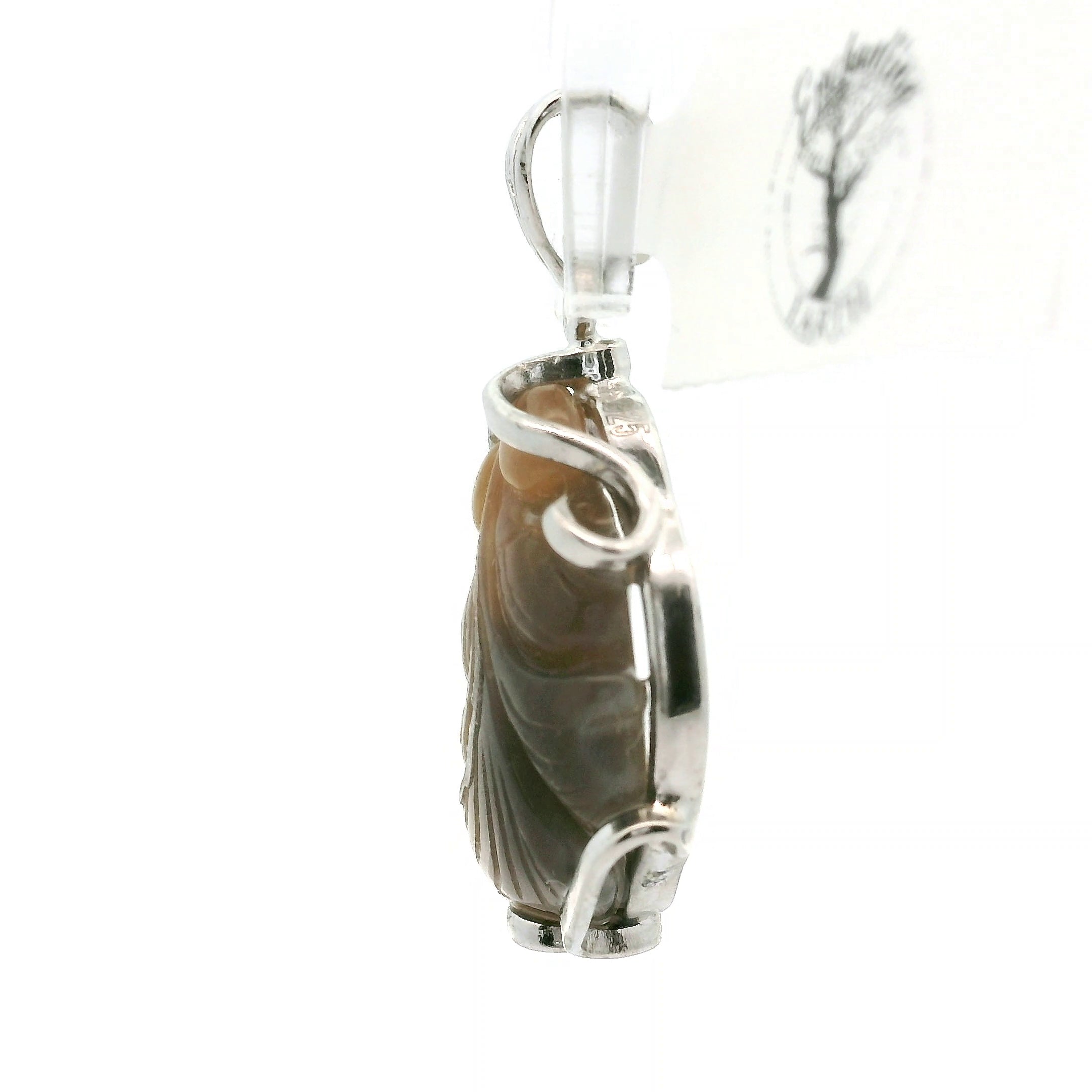 Black Moonstone with Sunstone Lucky Fish Pendant .925 Silver for Confidence and Strength
