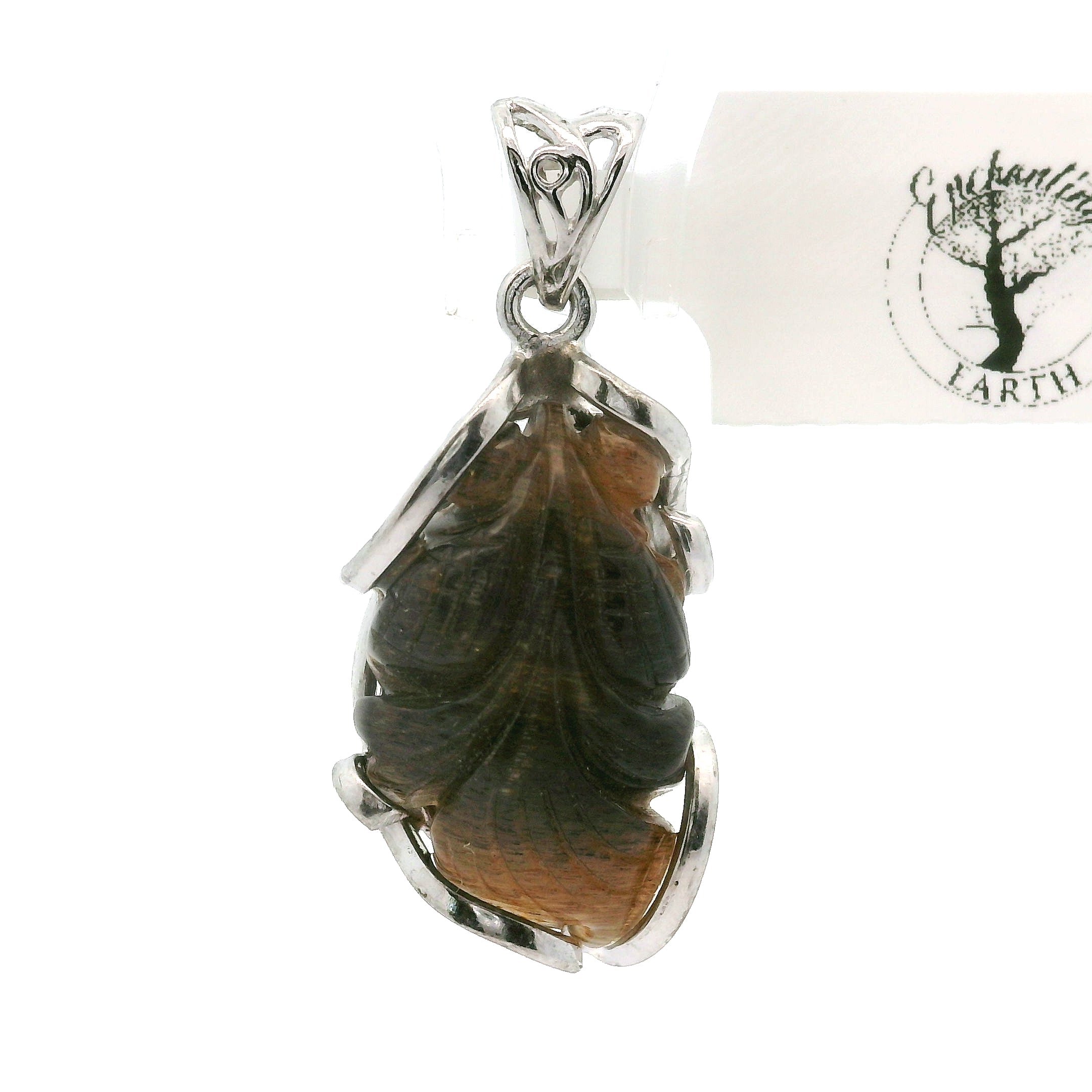 Black Moonstone with Sunstone Lucky Fish Pendant .925 Silver for Confidence and Strength