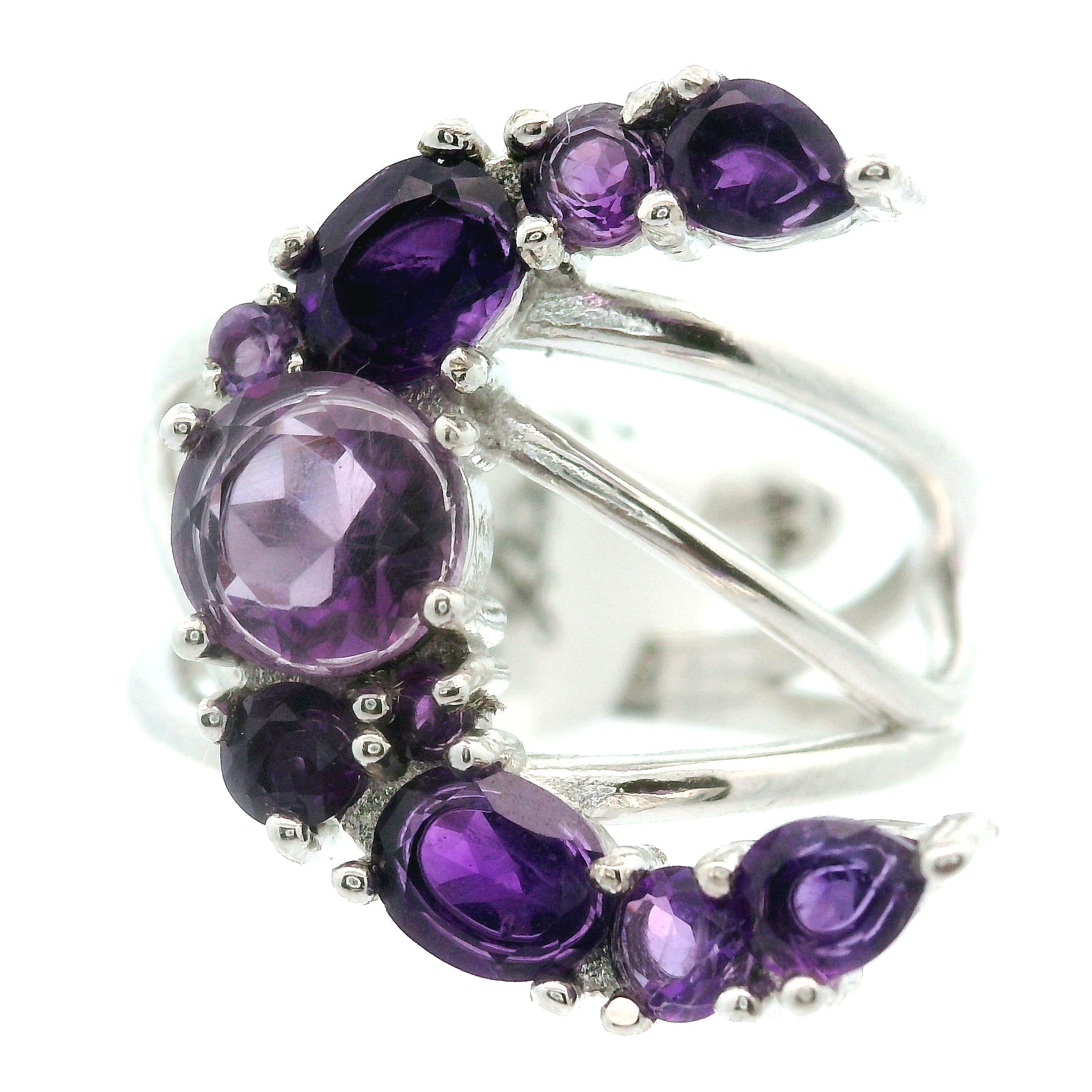 Moon Cuff Ring .925 Silver for Higher Levels of Awareness, Peaceful Communication and Clarity