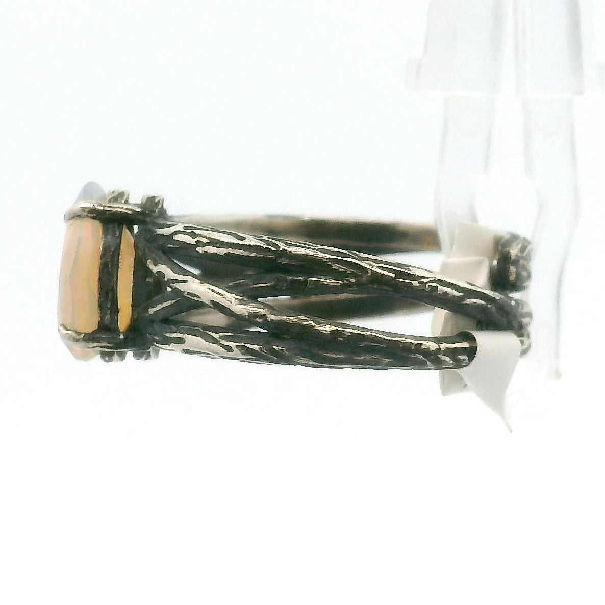 Ethiopian Opal Bad Witch Cuff Ring .925 Silver for Transformation and Energy Protection