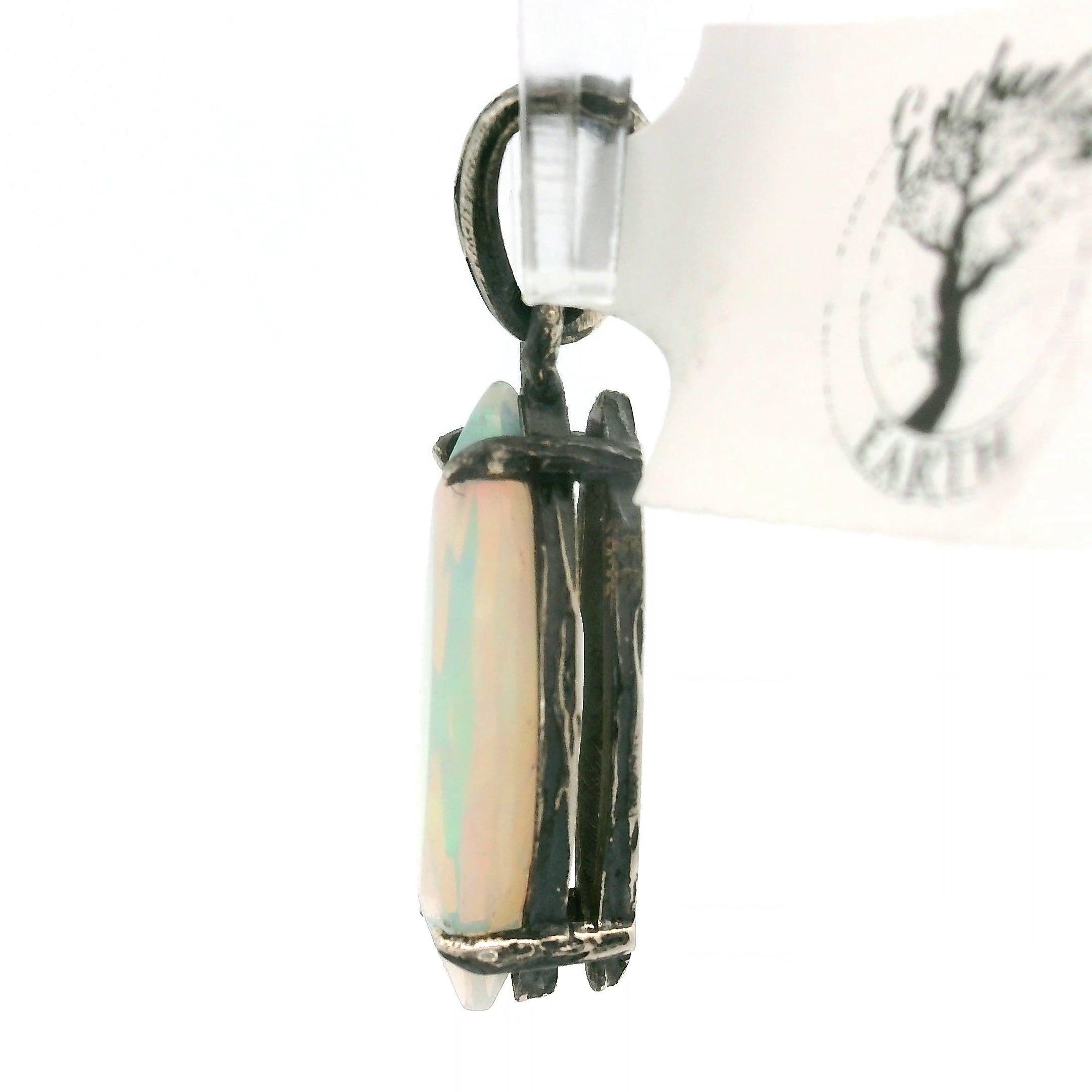 Ethiopian Opal Bad Witch Pendant .925 Silver for Transformation and Aura Balancing