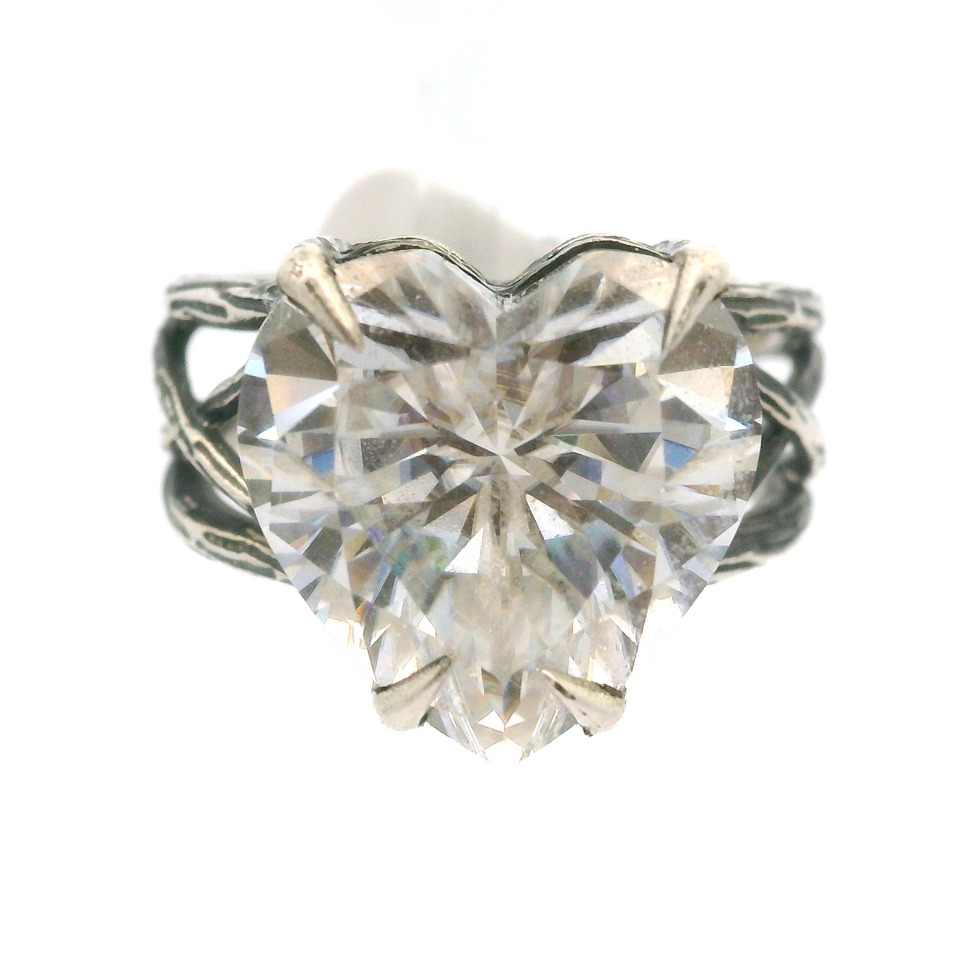 Moissanite Heart Bad Witch Cuff Ring .925 Silver for Spiritual Evolution and Awakening