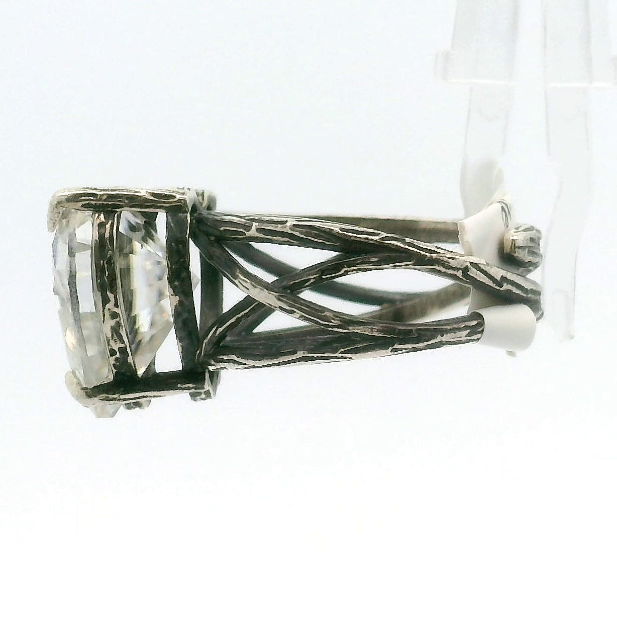 Moissanite Heart Bad Witch Cuff Ring .925 Silver for Spiritual Evolution and Awakening