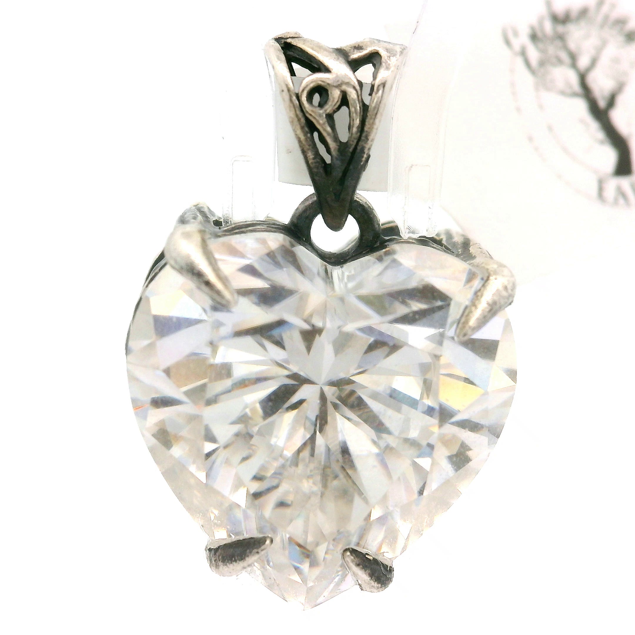 Moissanite Heart Bad Witch Pendant .925 Silver for Spiritual Evolution and Awakening